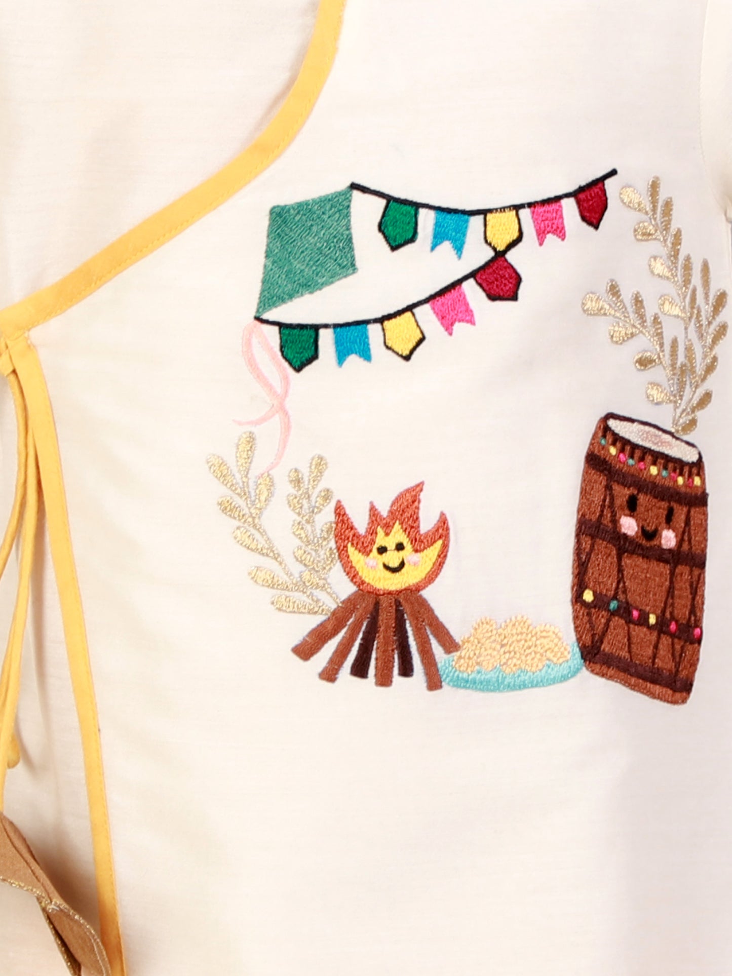 Off white Lohri embroidery Kurta Dhoti set