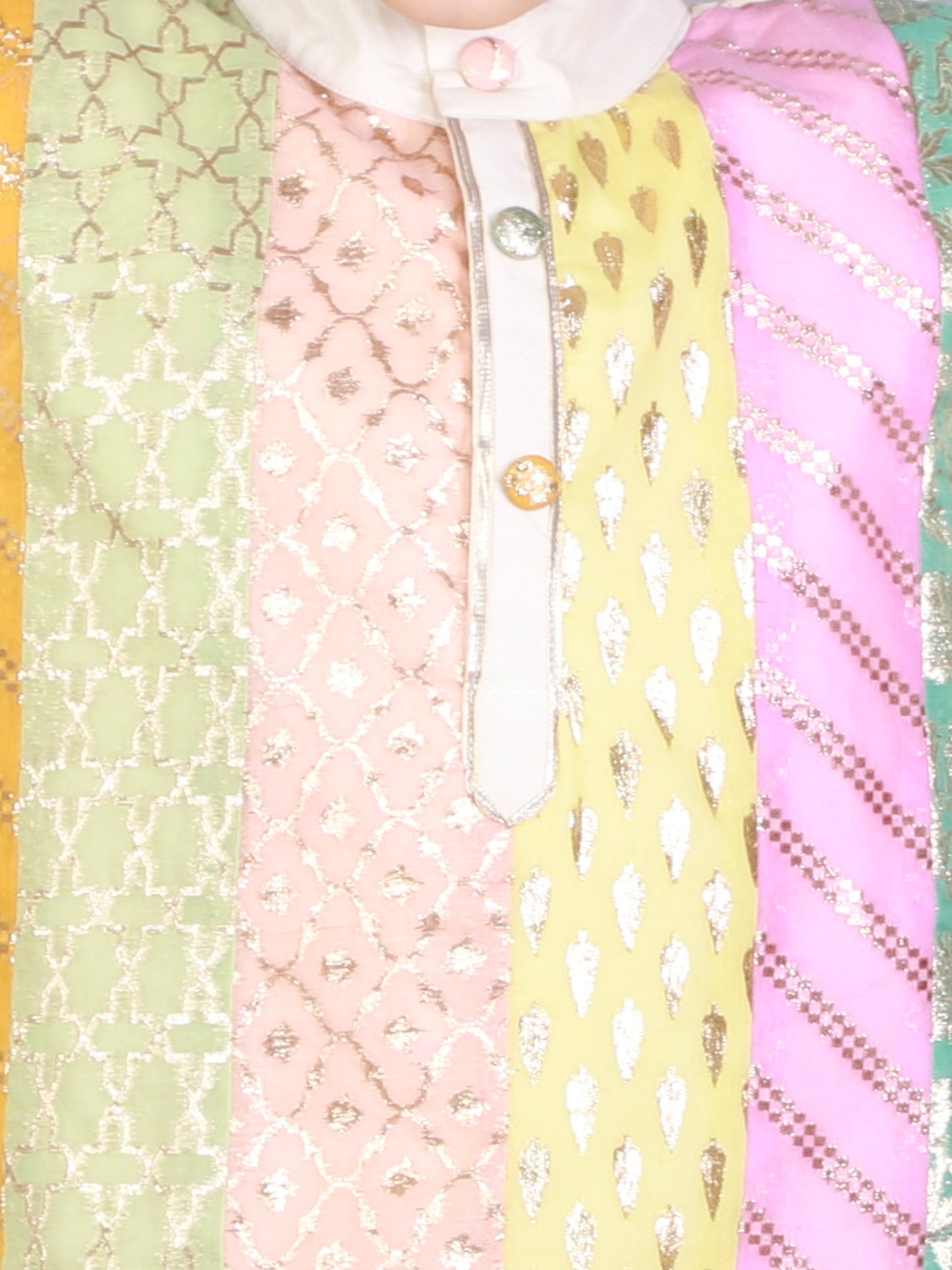 Off white Kurta ethnic set with colorful panels