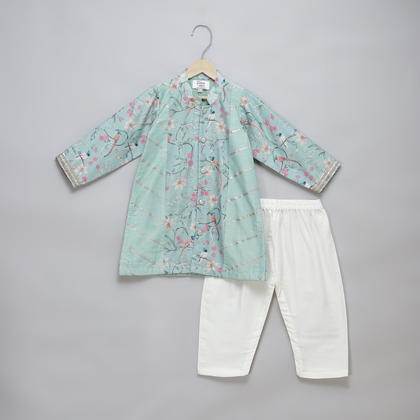 Pastel Bird Pint Kurta Pyjama set