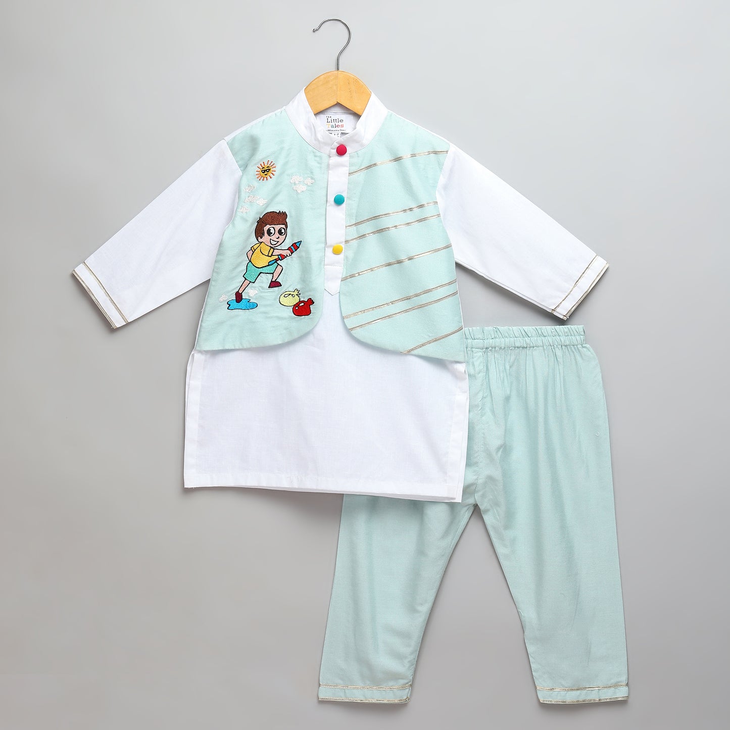 Holi Hai Boy Embroidered Kurta Pyjama set