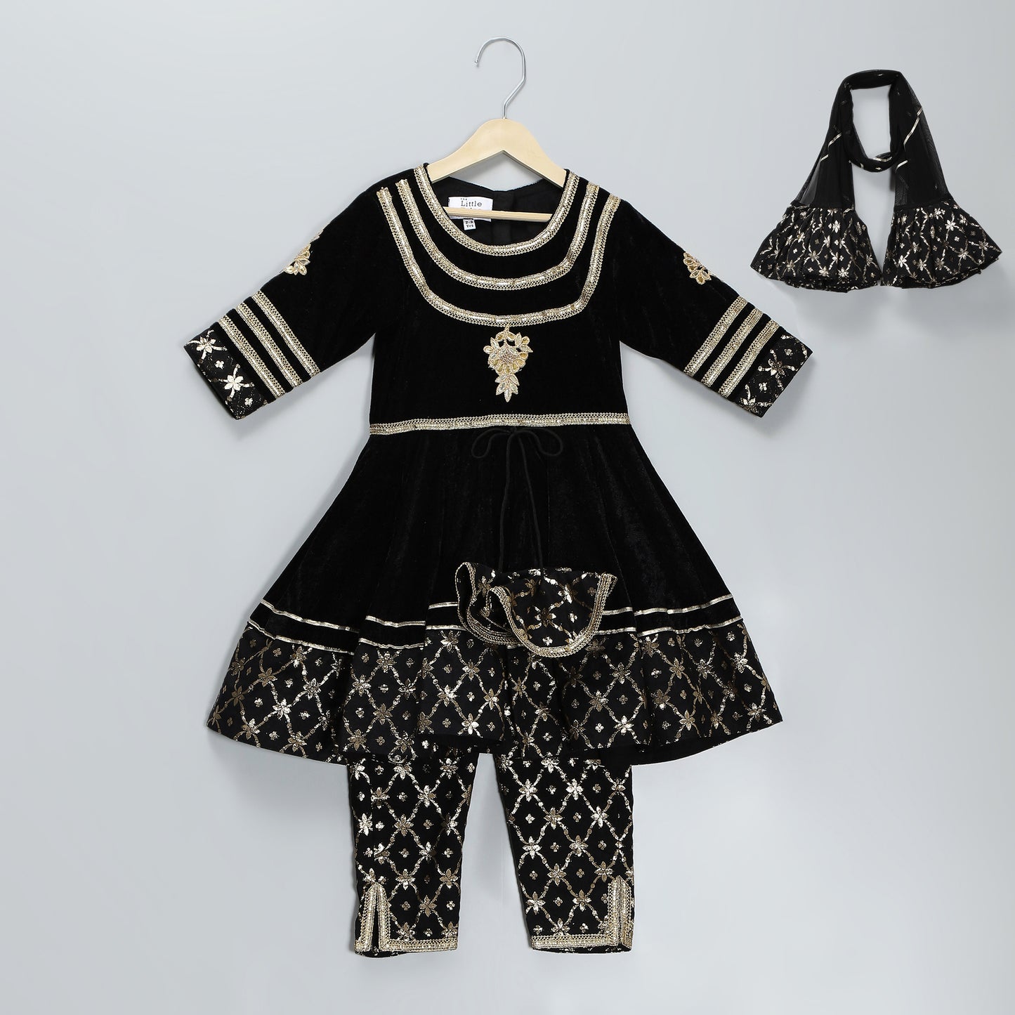 Black color anarkali set with duppata