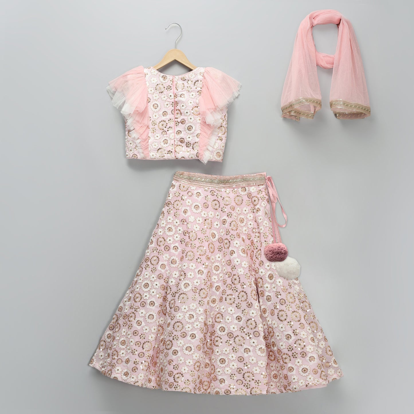 Baby Pink Heavy embroidery Lehnga set with duppata