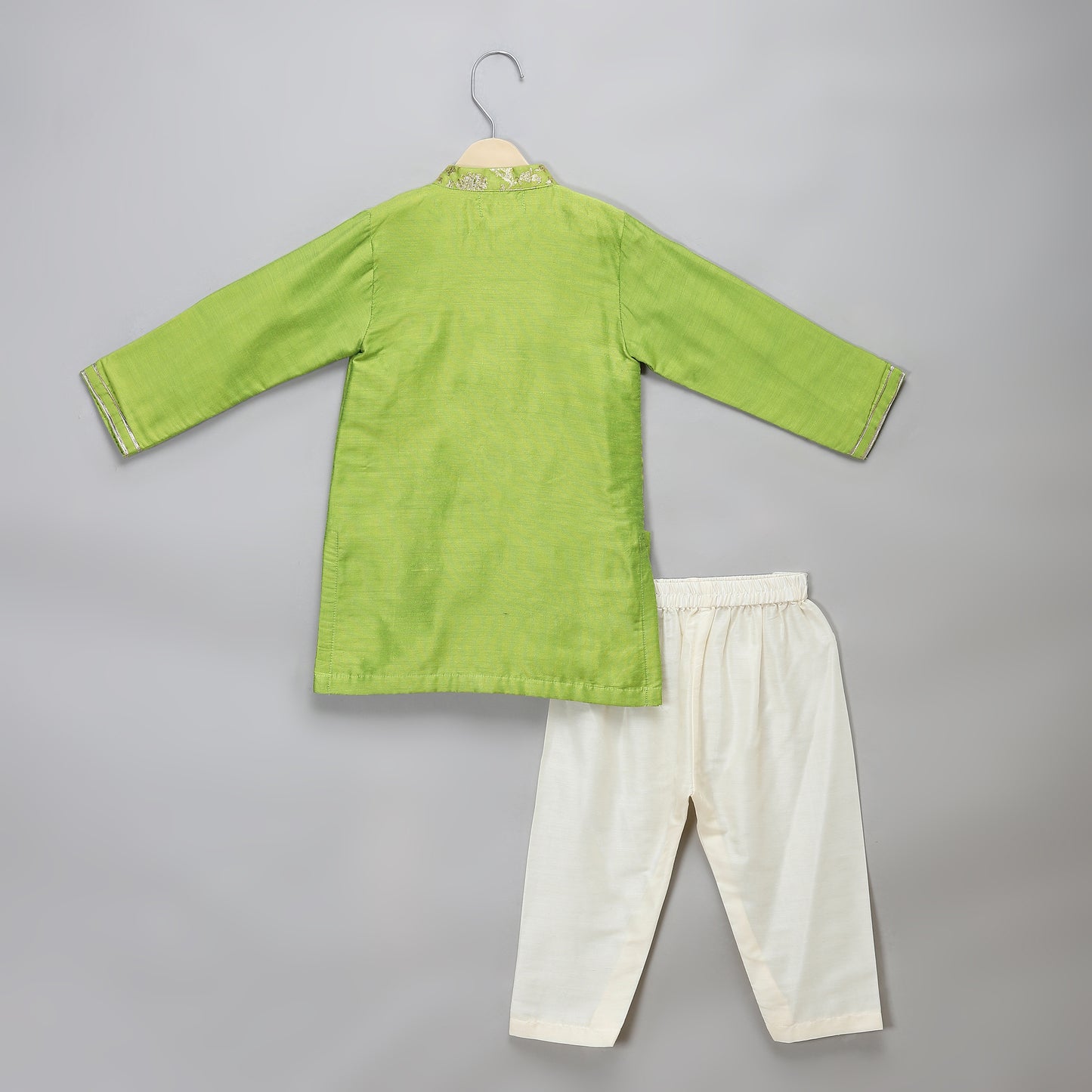 Green chanderi panel kurta Pyjama set