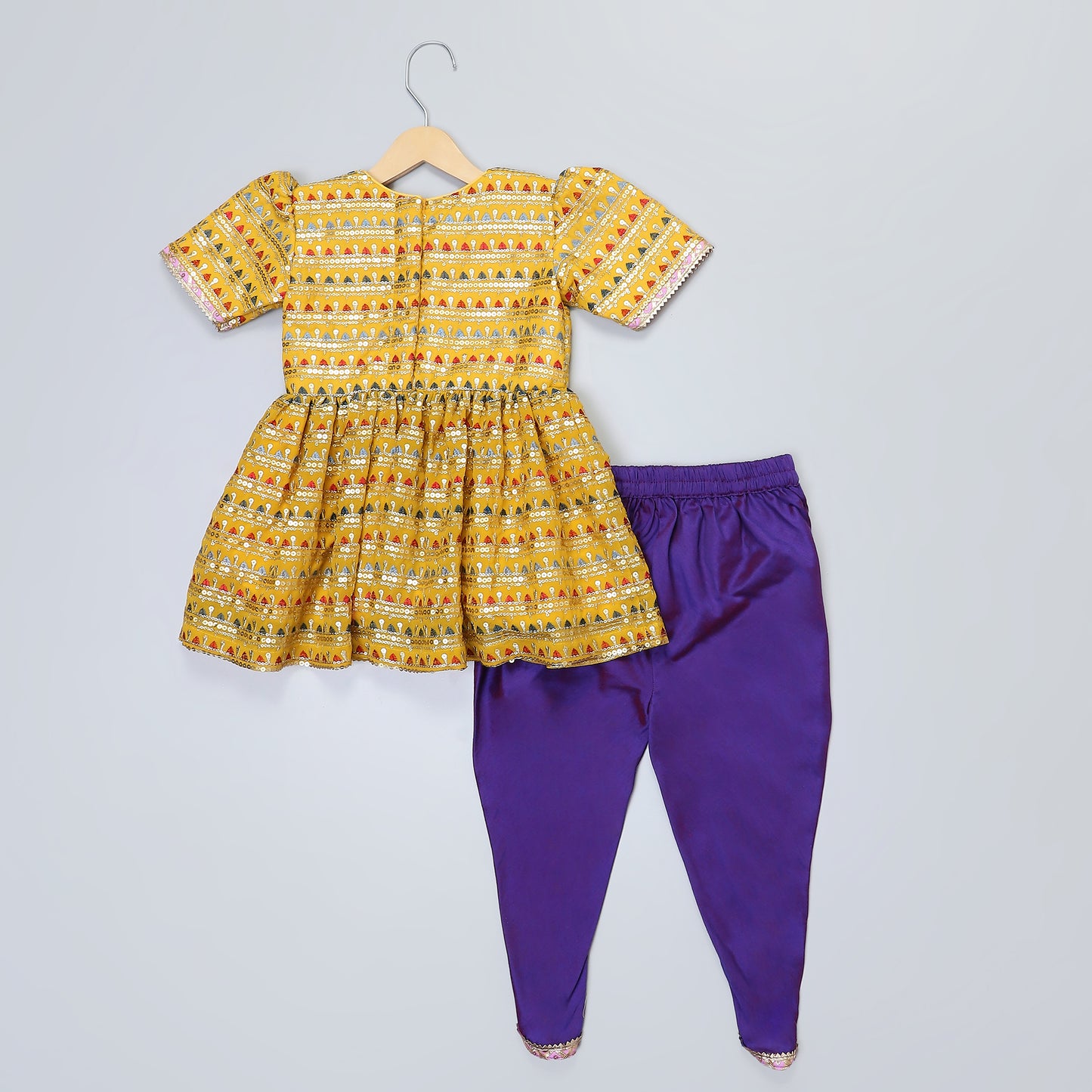 yellow heavy embroidery kurta dhoti set