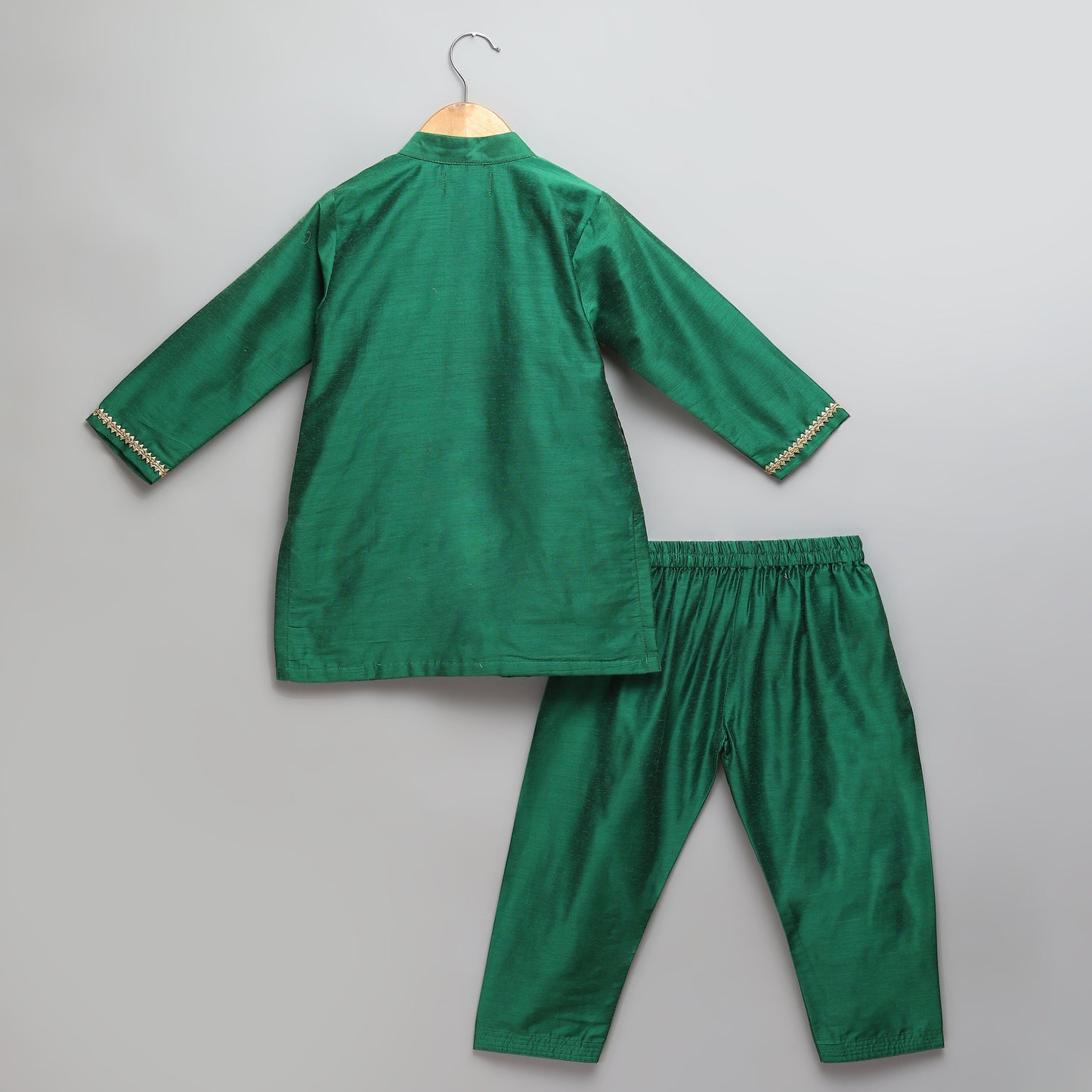 Green Kurta Pyjama with Attached Brocade jacket
