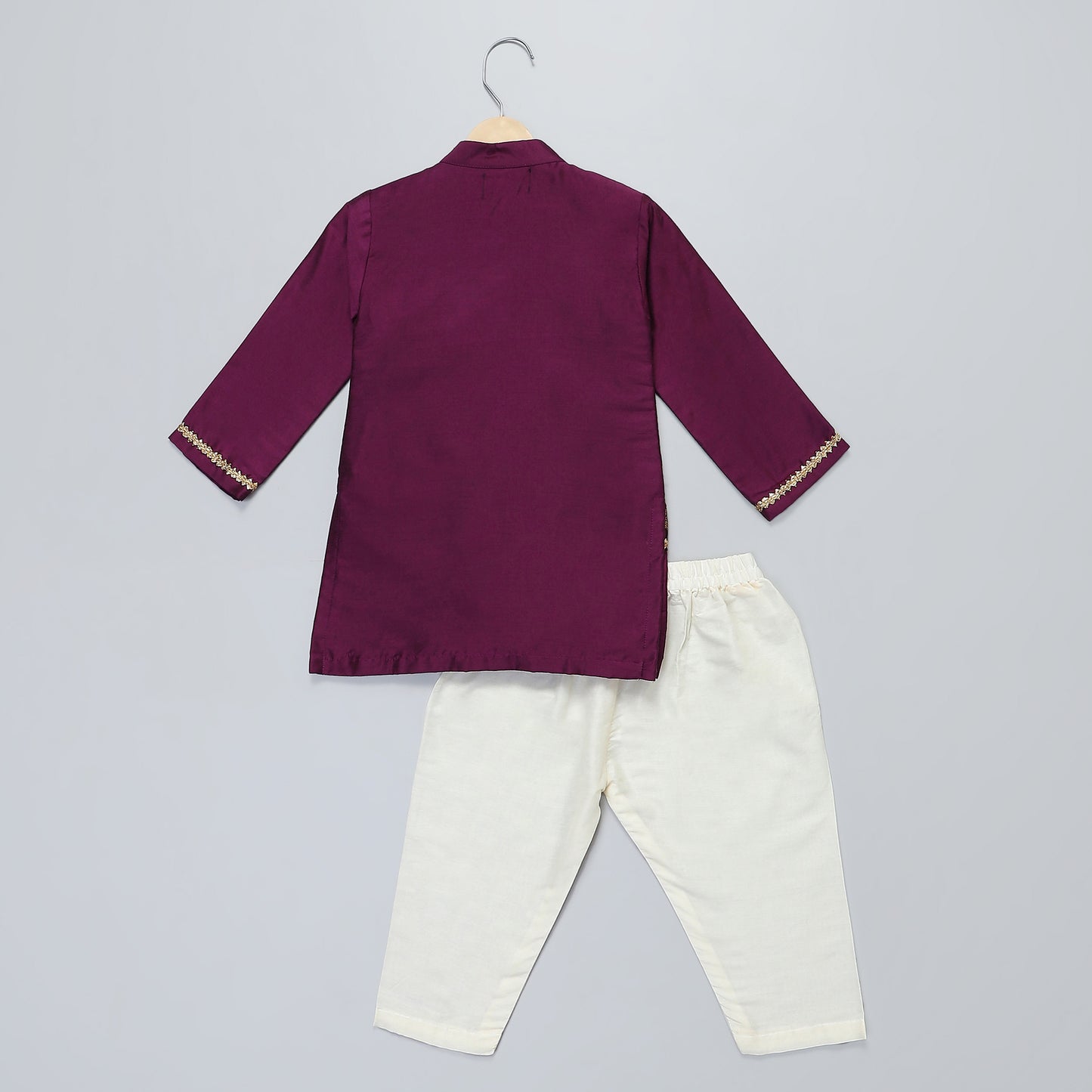 purple kurta with brocade Attached Jacket and Pyjama -1