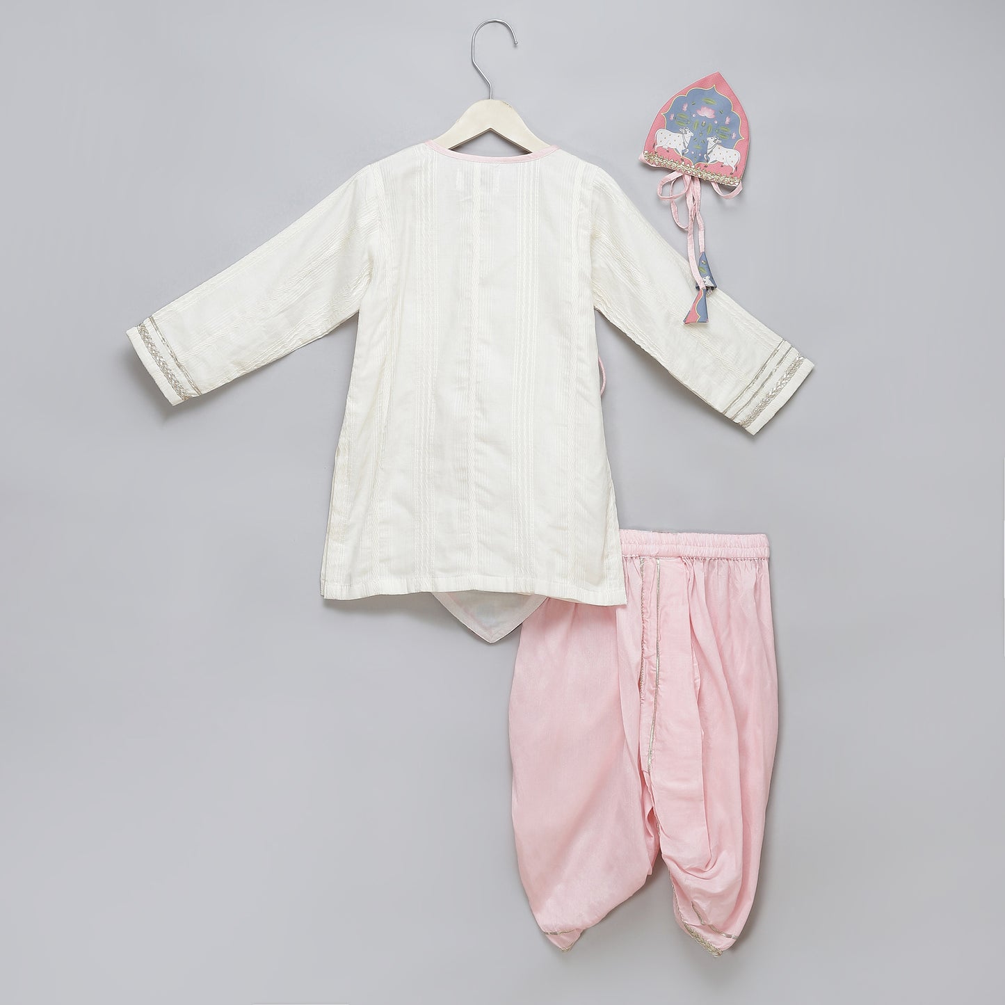 Cow printed Pink and off white Kurta payjama set