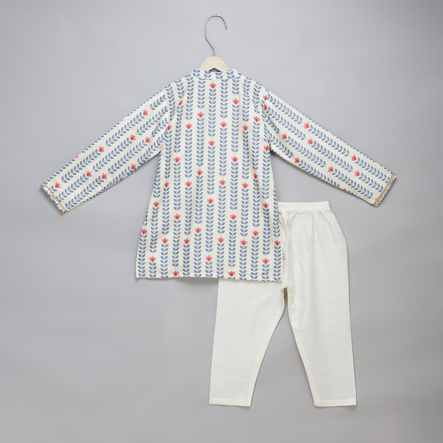 Off White tulip printed Kurta Pyjama set