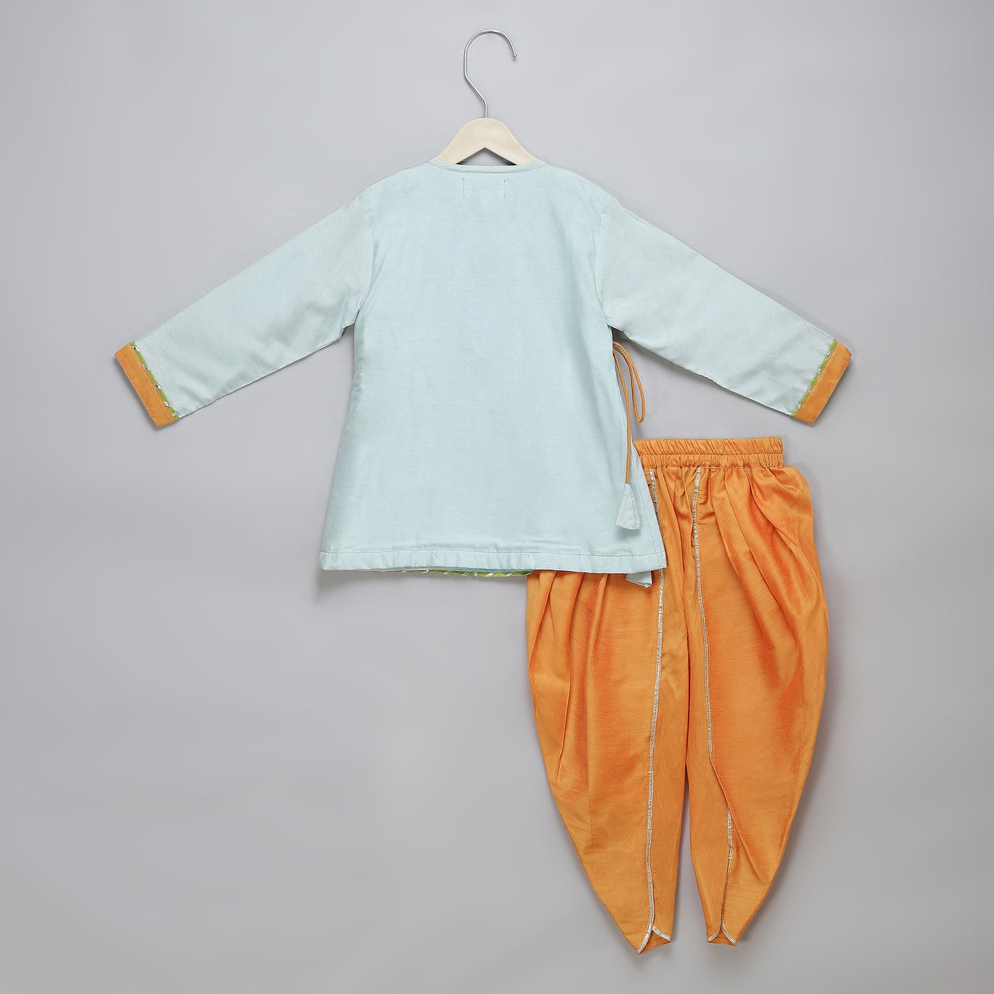 Blue Rakhi Embroidered Angrakha Kurta Dhoti Set