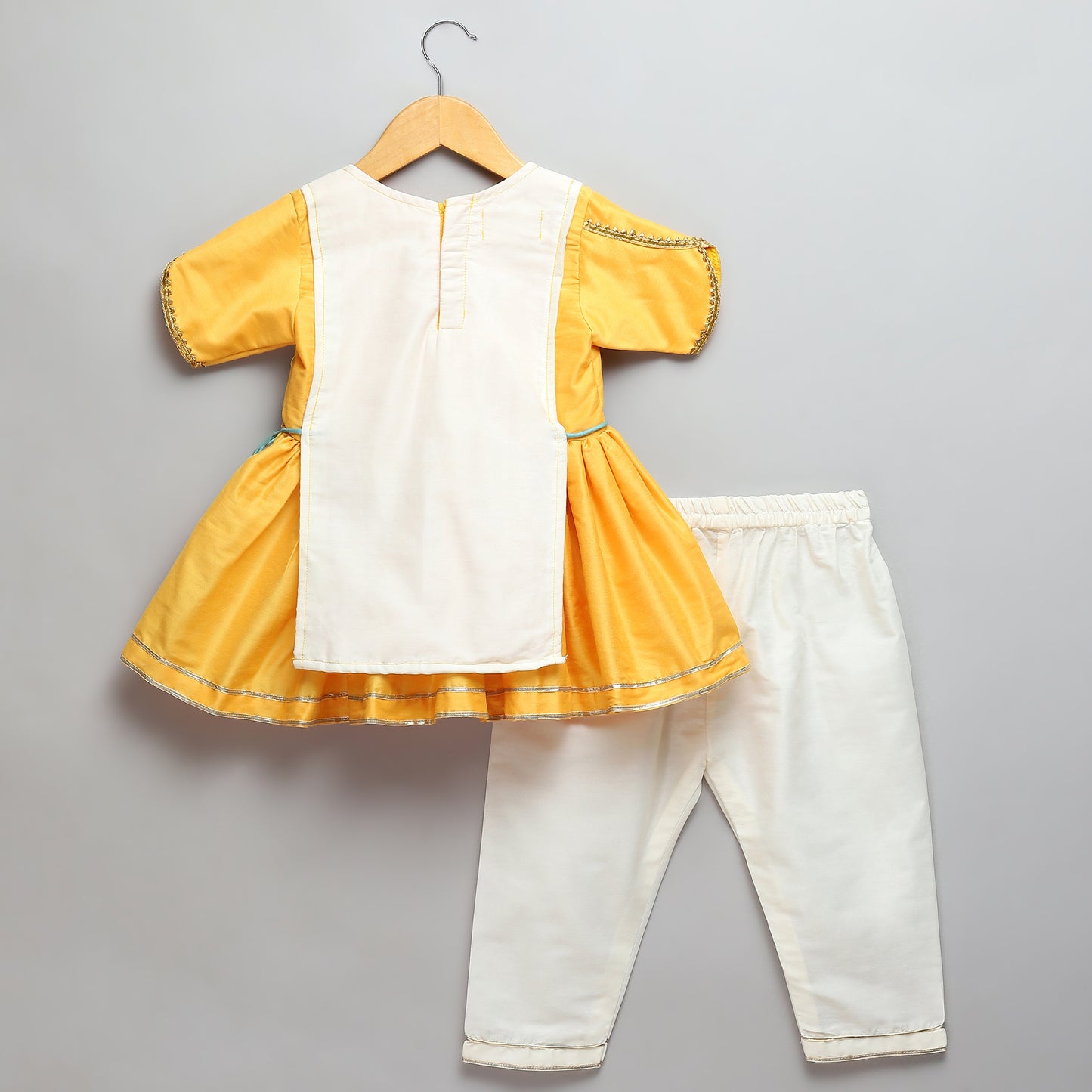 Kite embroidered Yellow white frock Pyjama set