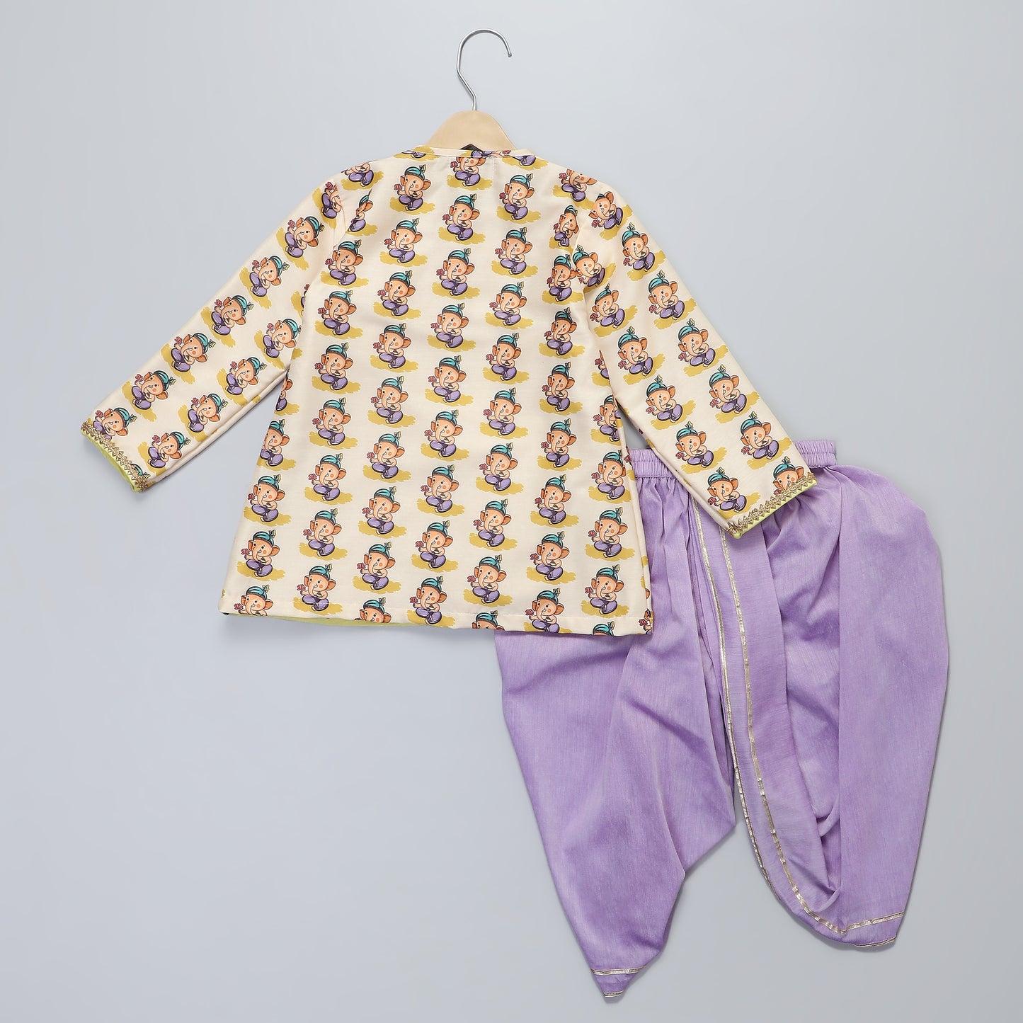 Purple color /Ganesh Print Kurta Dhoti set