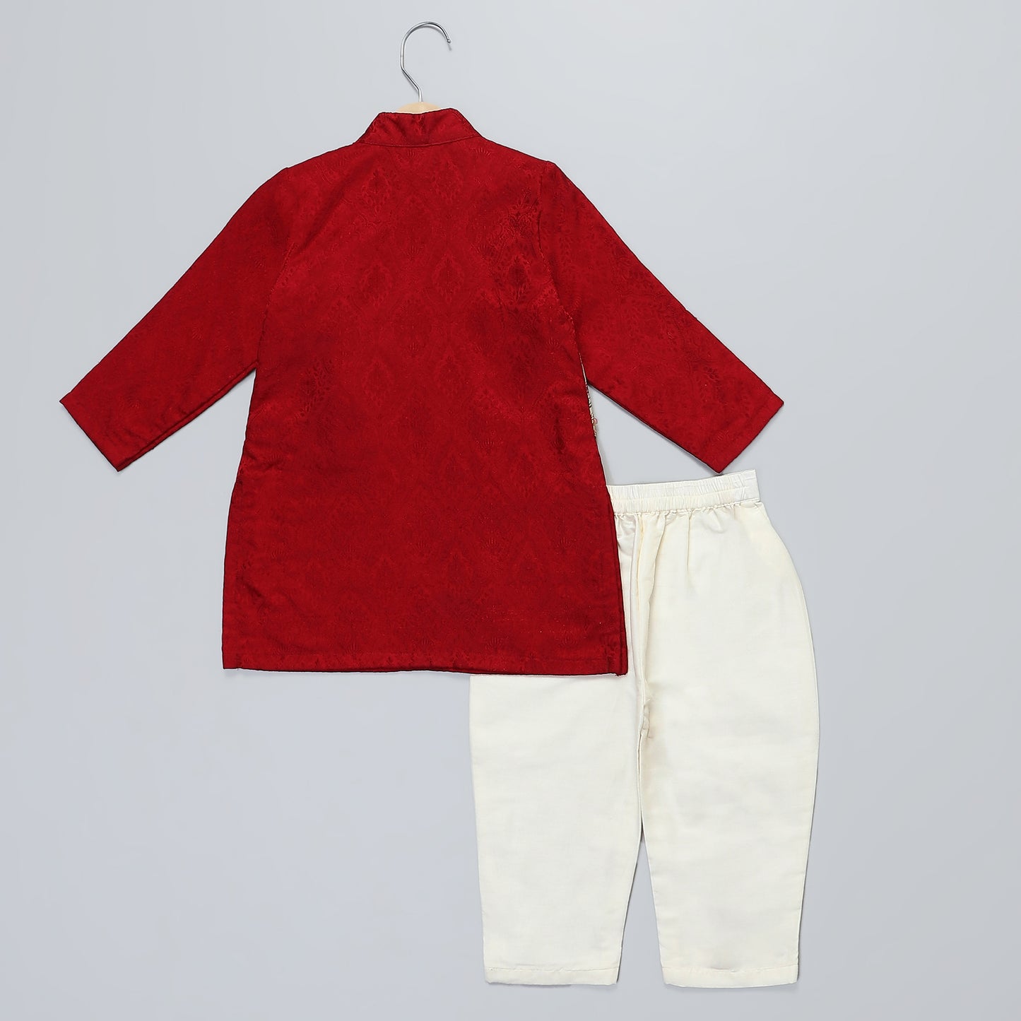 Maroon mughal printed kurta pyjama set