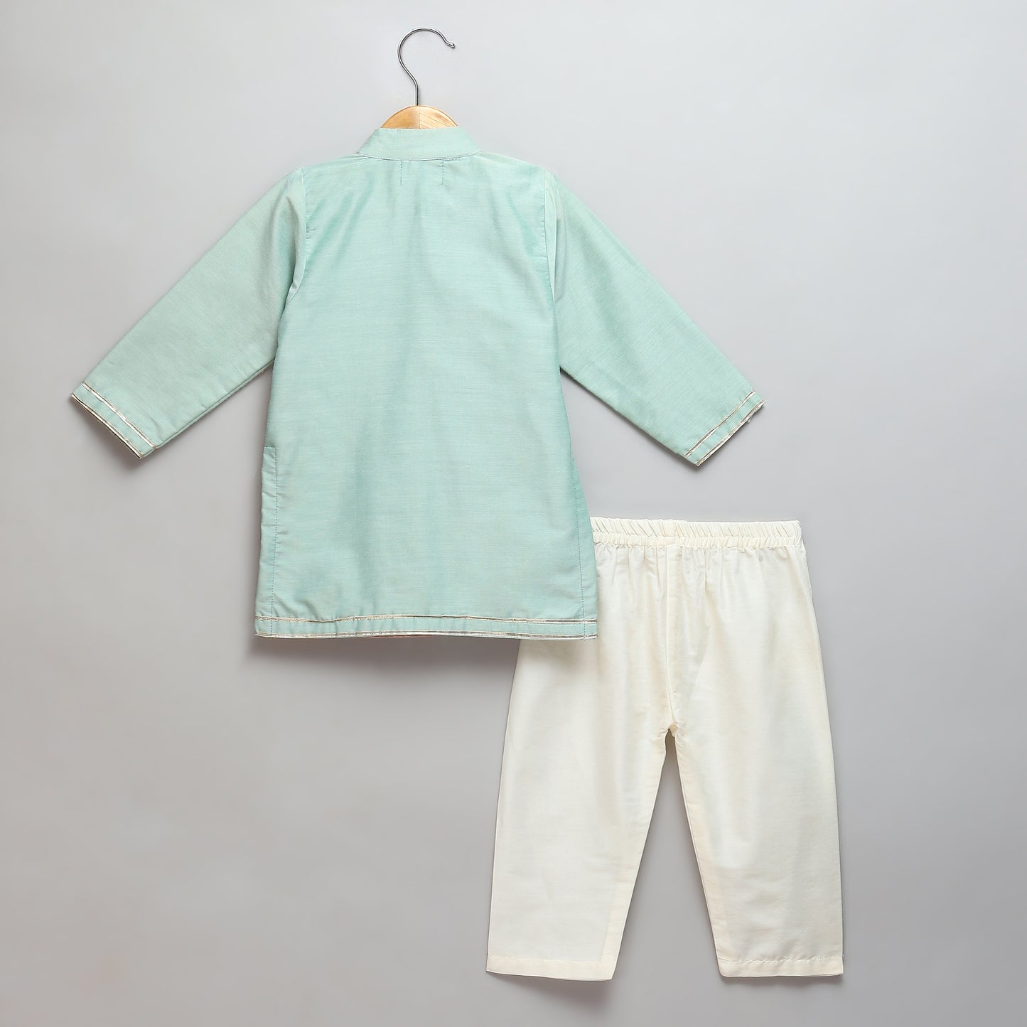 Green Multicolor kurta pyjama set with attached print panel