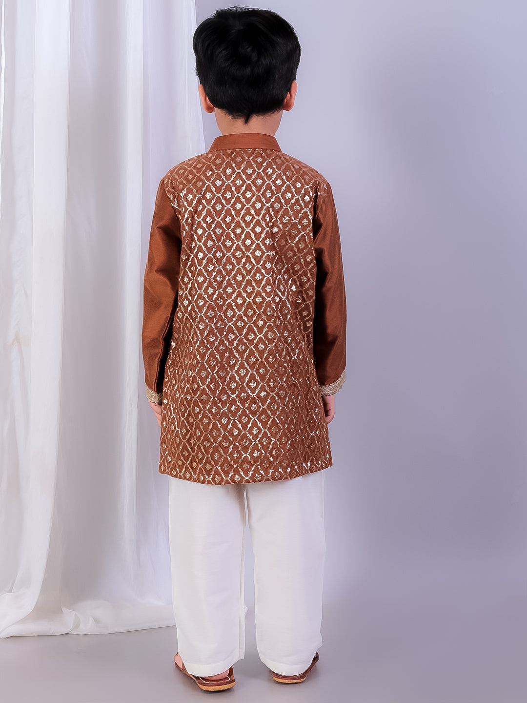 Brown chanderi panel kurta Pyjama set