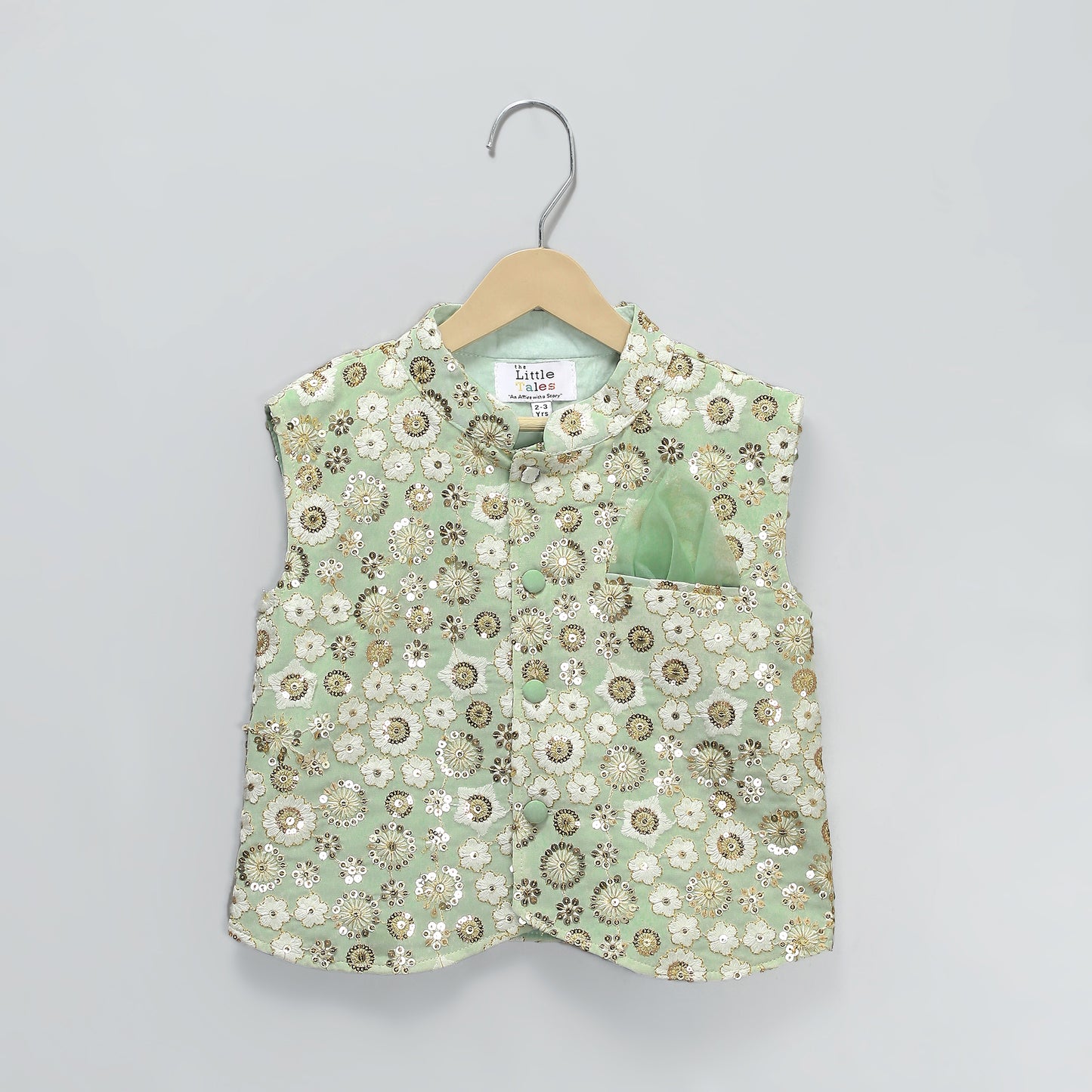 Green sequins embroidery nehru jacket Kurta Payjama set