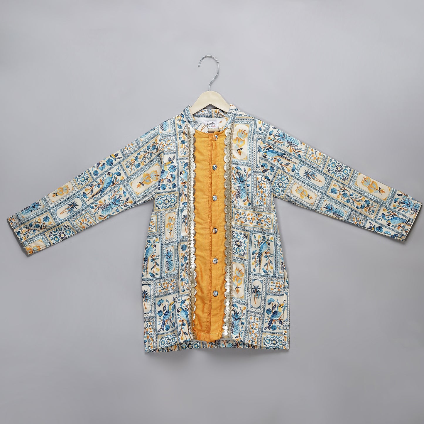 Blue parrot printed kurta Pyjama set