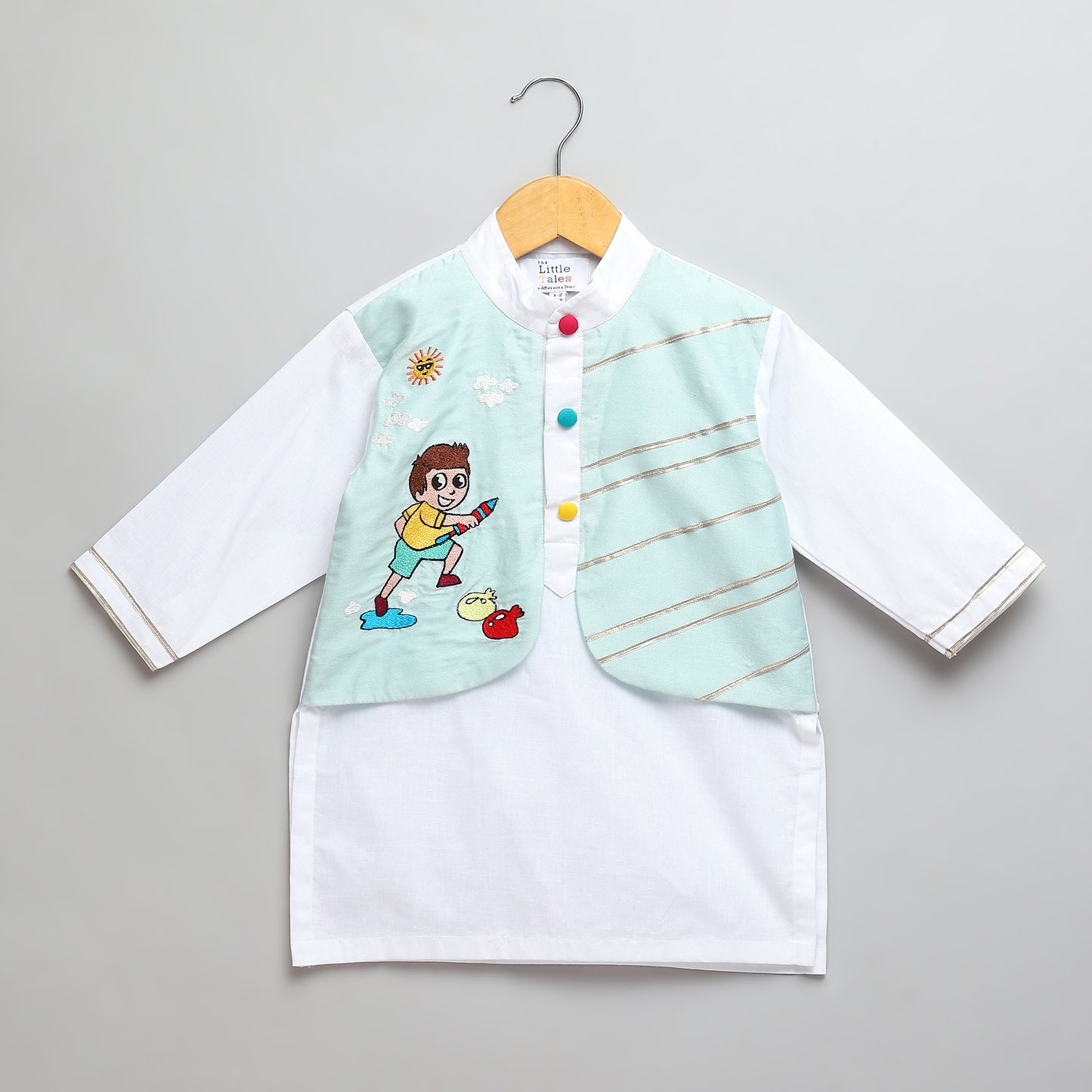 Holi Hai Boy Embroidered Kurta Pyjama set
