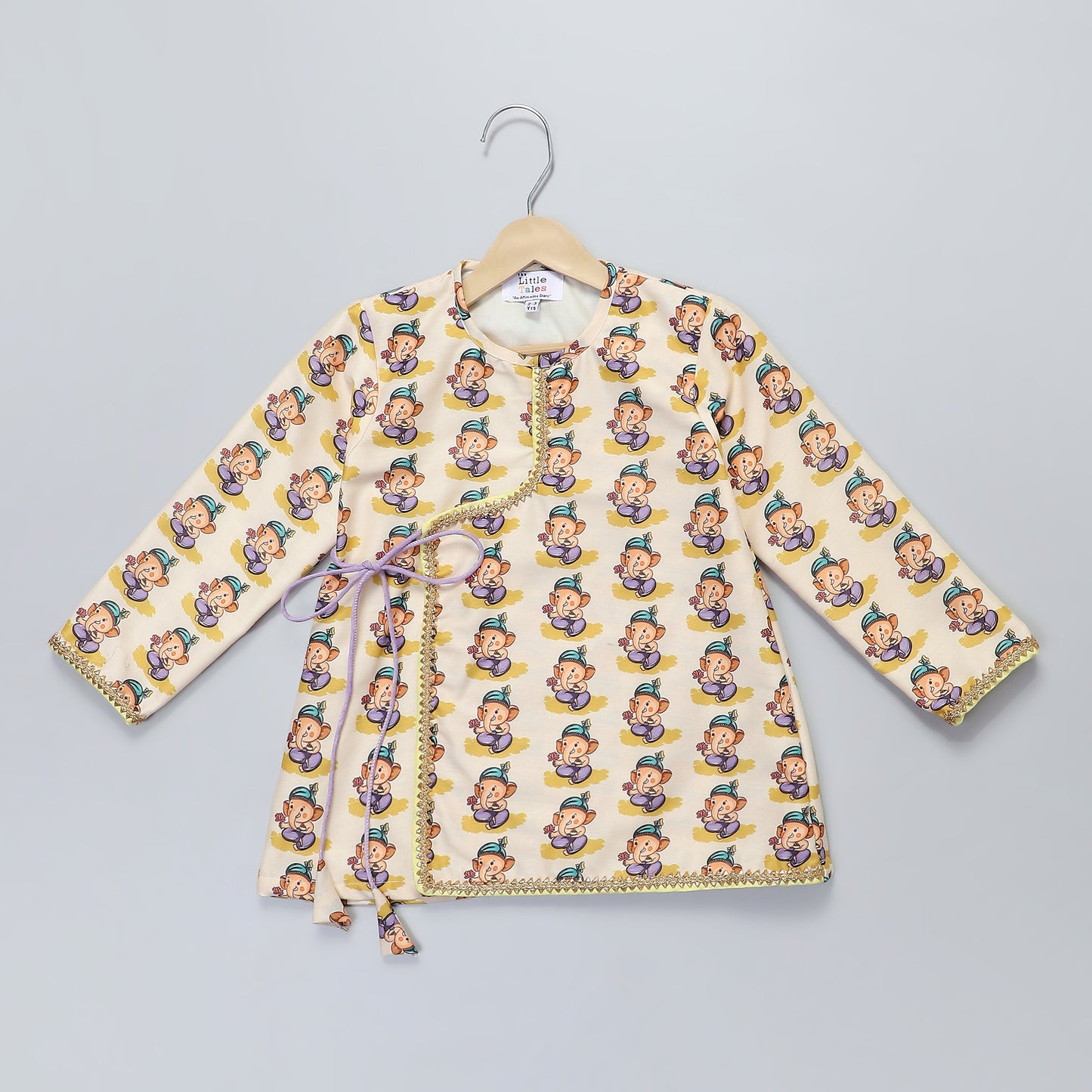 Purple color /Ganesh Print Kurta Dhoti set