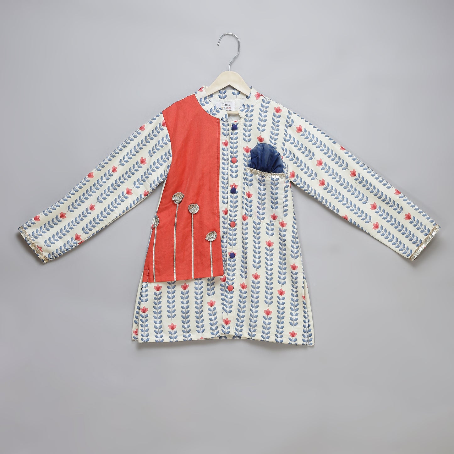 Off White tulip printed Kurta Pyjama set