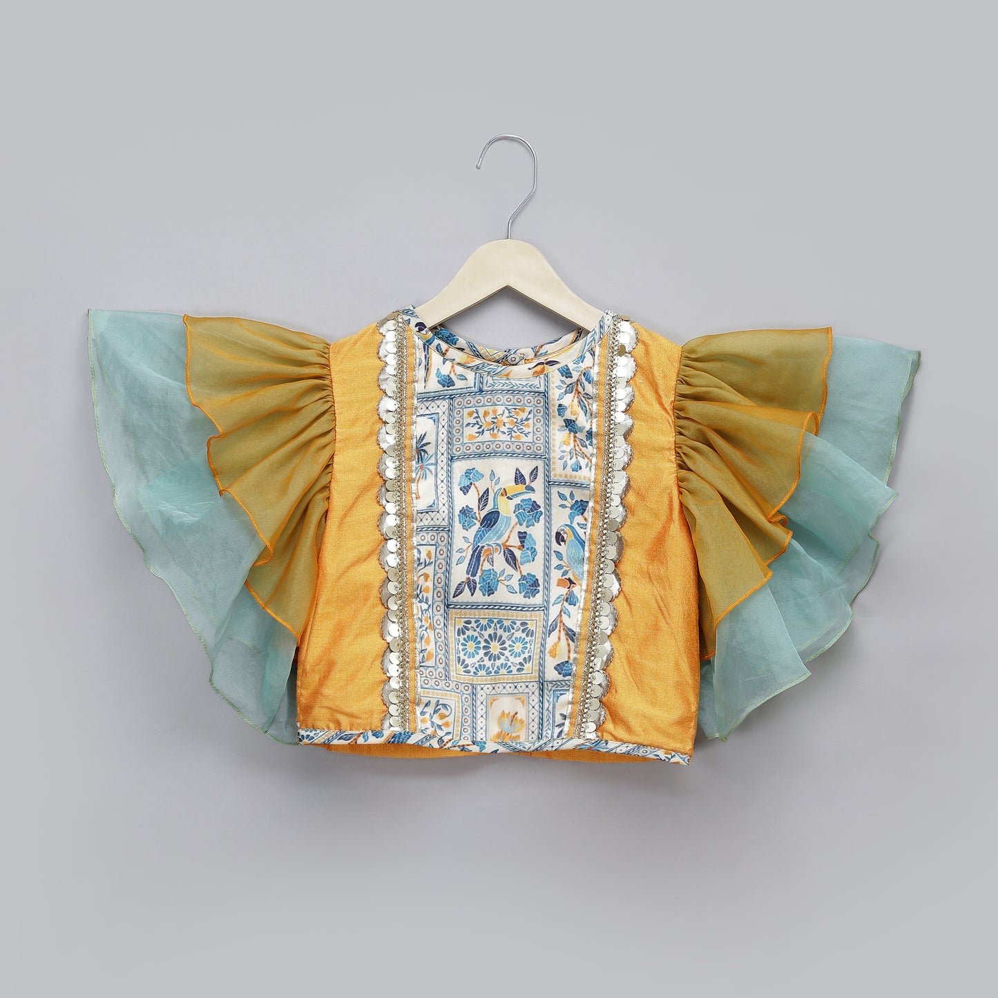 Orange Parrot printed Lehnga set