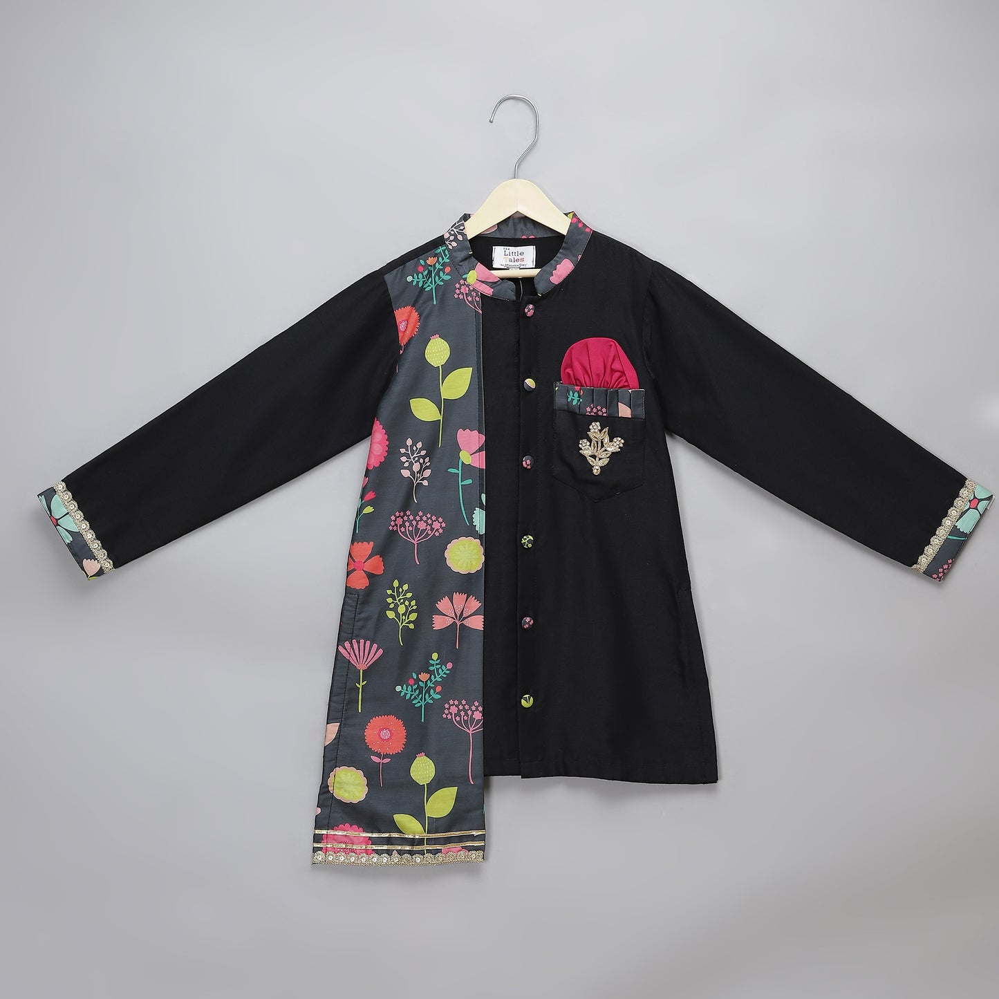 Black printed kurta Churidar set