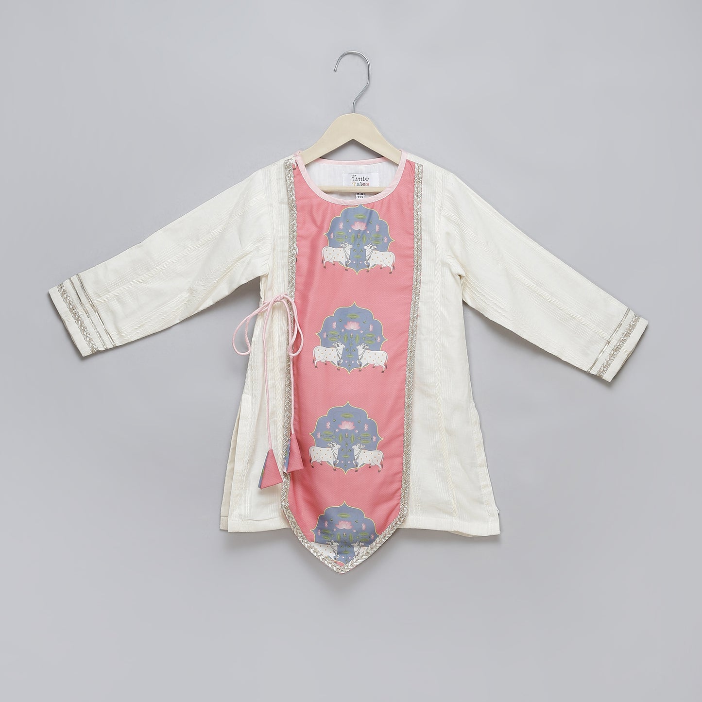 Cow printed Pink and off white Kurta payjama set