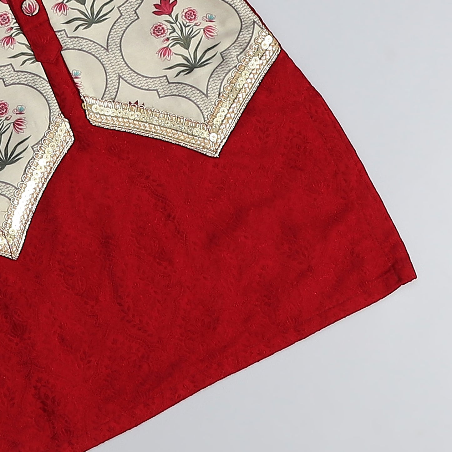 Maroon mughal printed kurta pyjama set