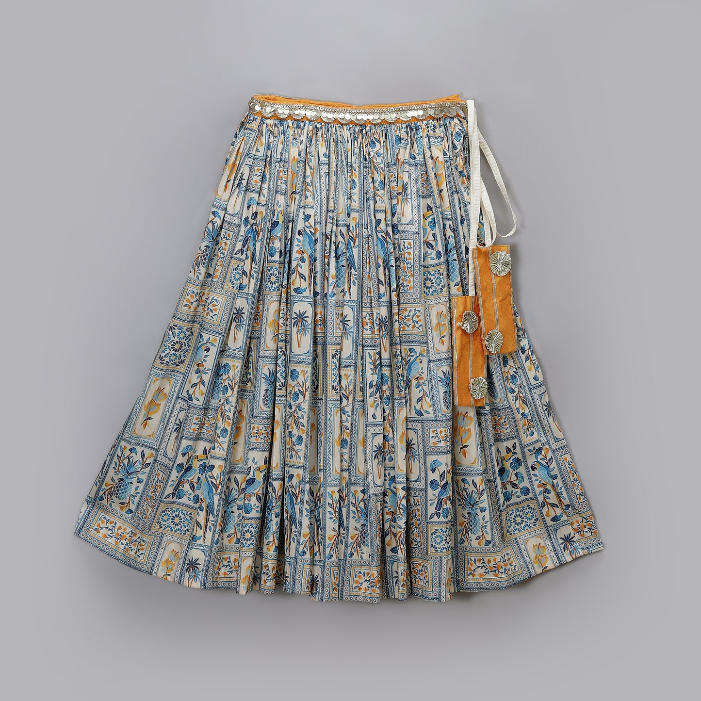 Orange Parrot printed Lehnga set