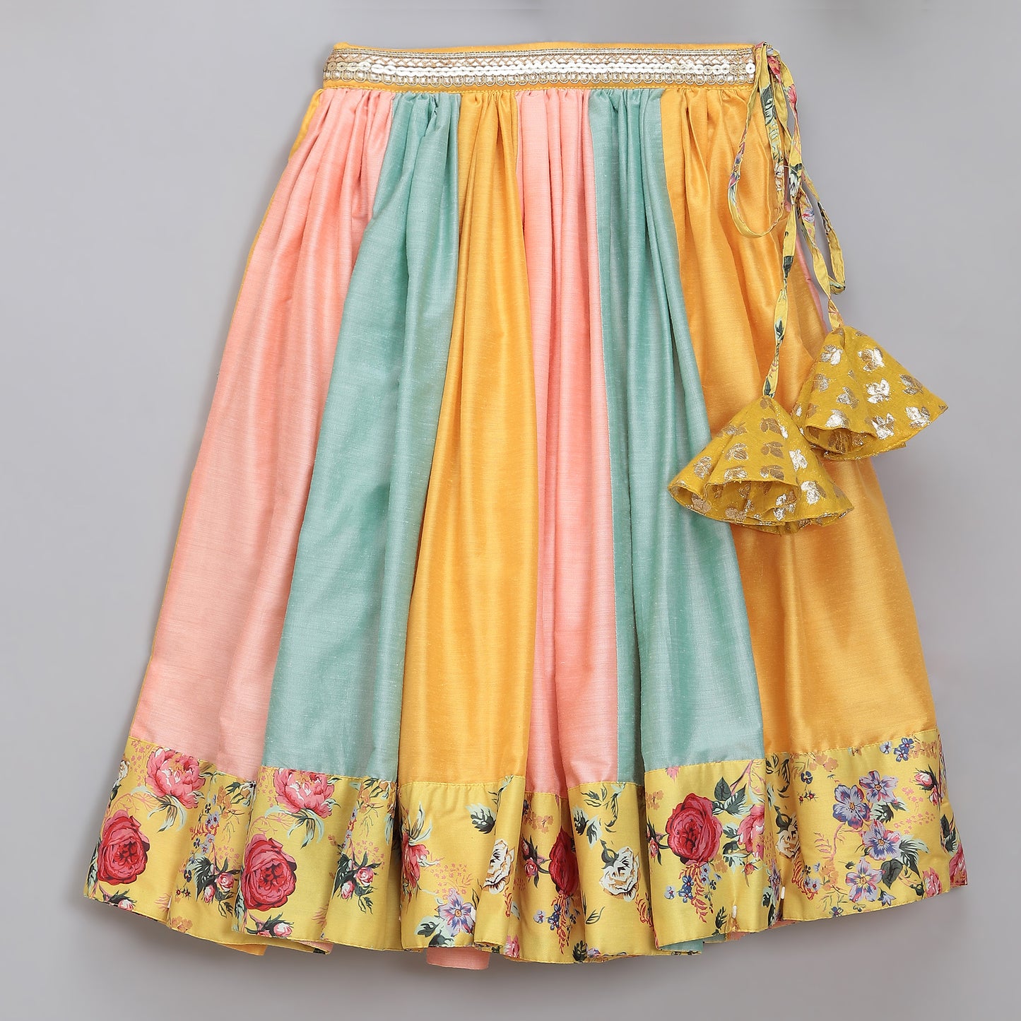 Yellow Floral printed off shoulder lehnga set