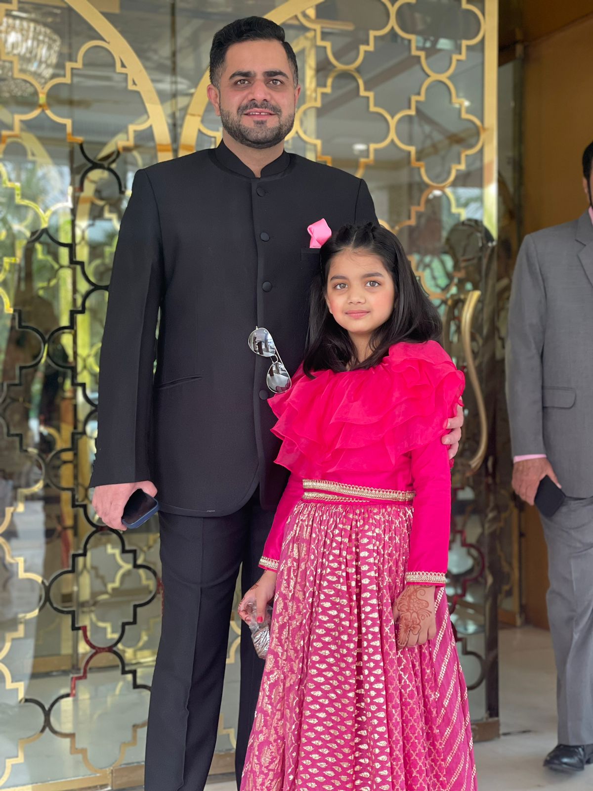Fuschia pink organza frill chanderi lehnga set