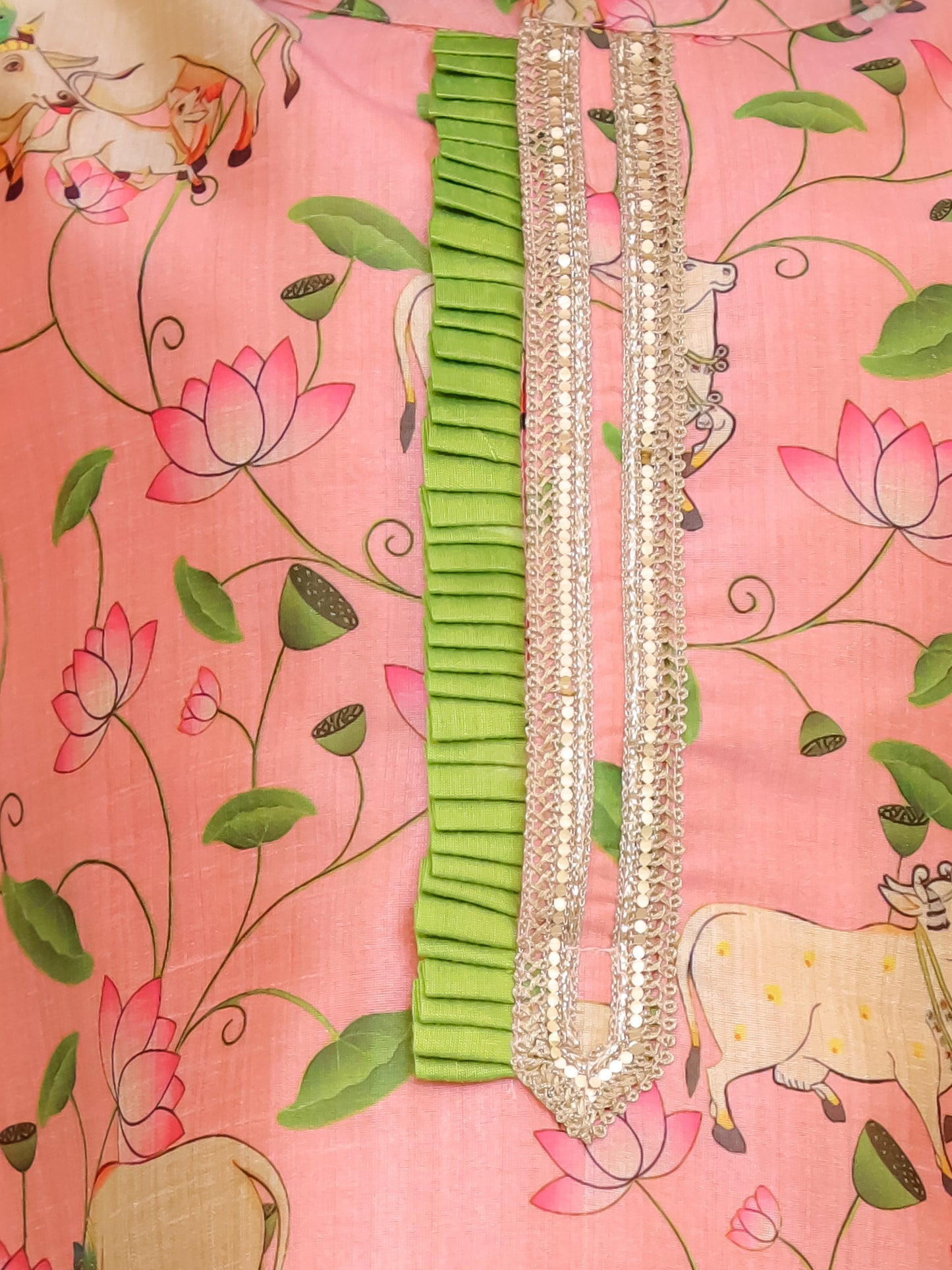 Peach cow print kurta set