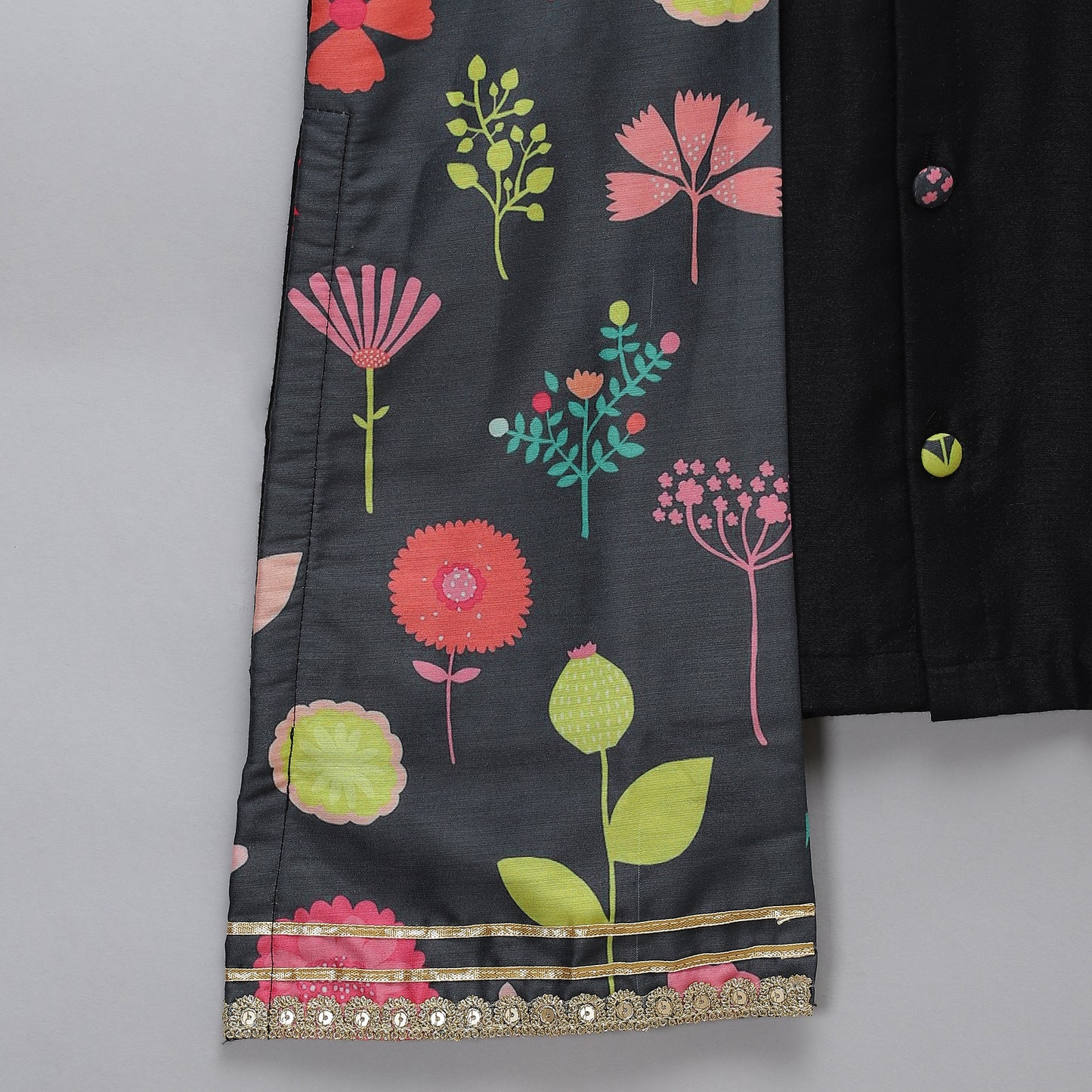 Black printed kurta Churidar set