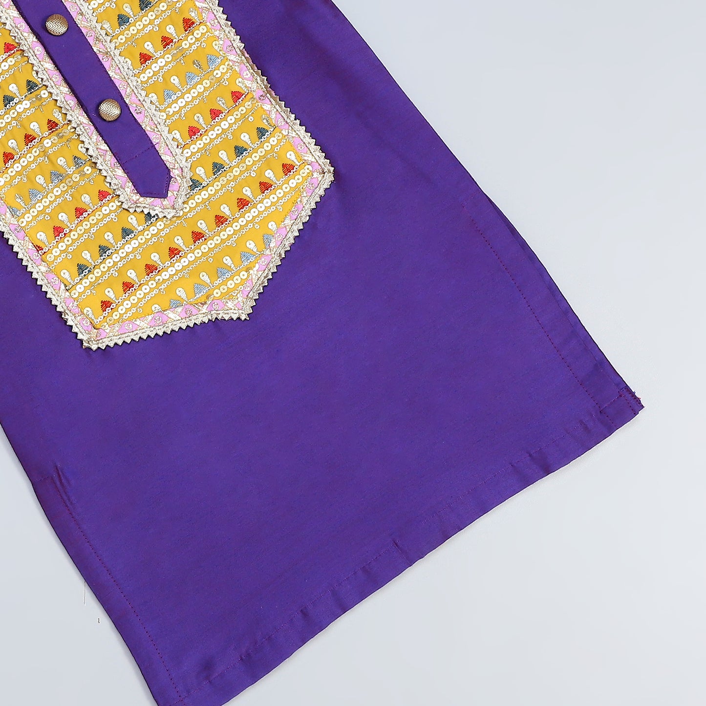 Purple Kurta with yoke embroidery kurta pyjama set
