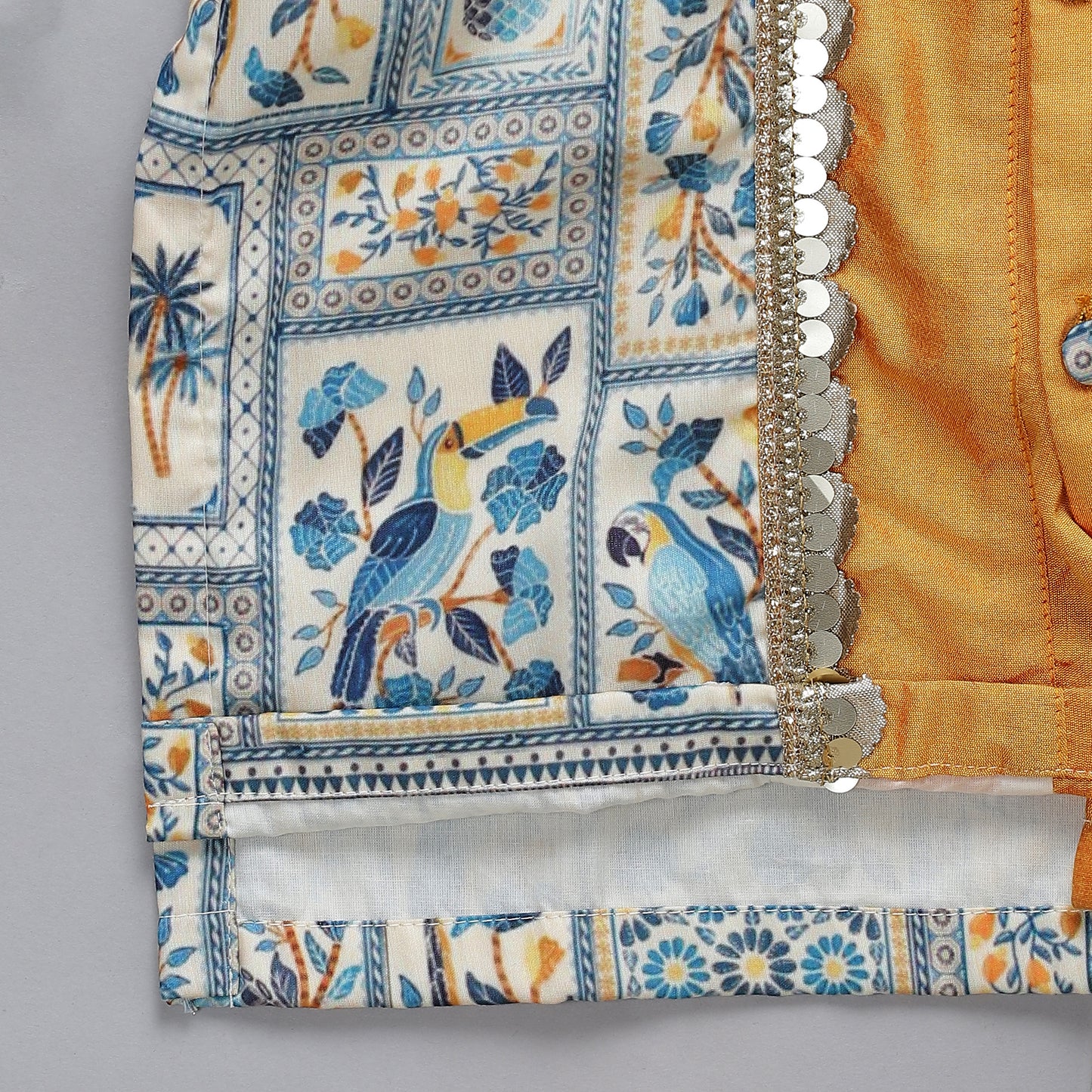 Blue parrot printed kurta Pyjama set