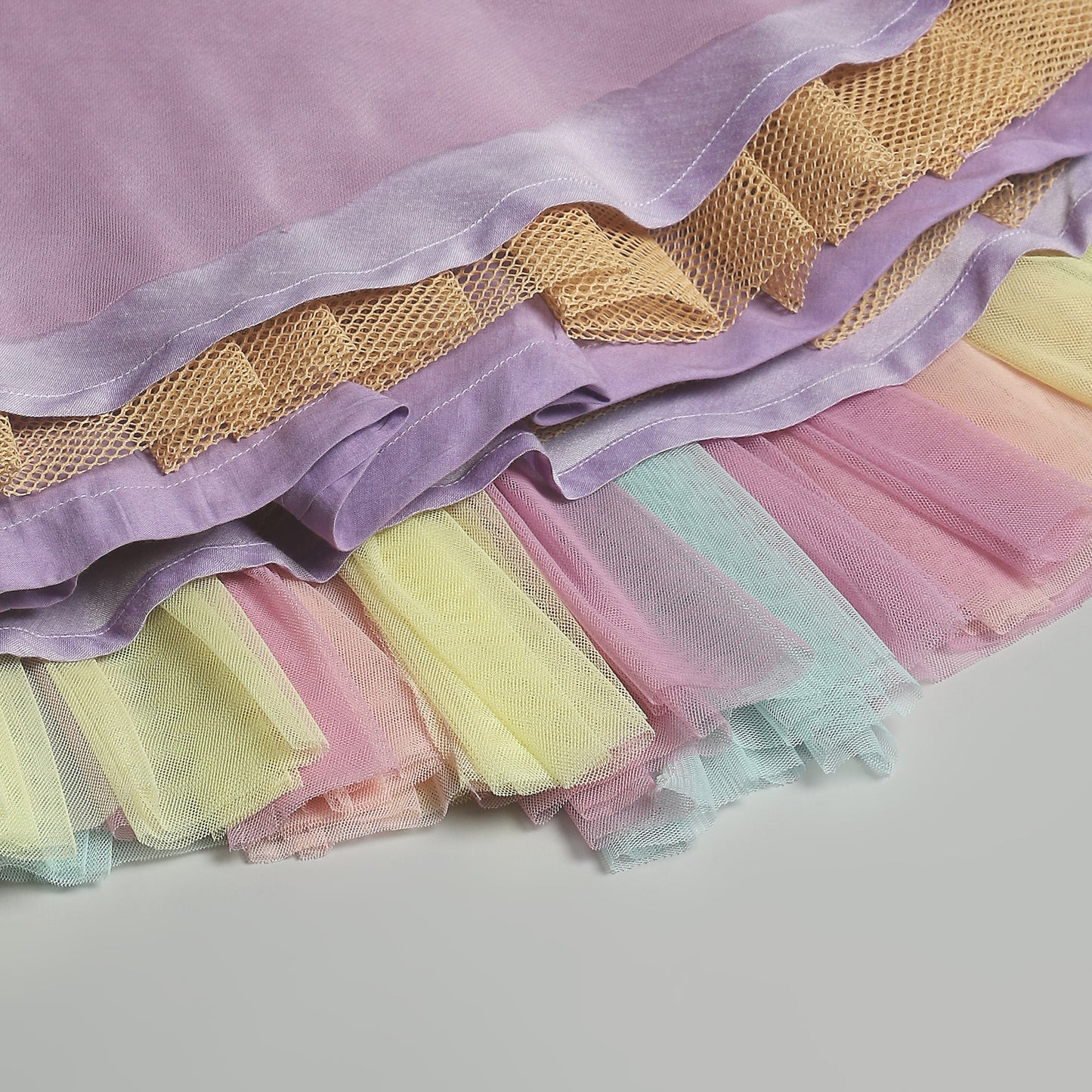 MULTI COLORED 3D FLOWER NET DRESS