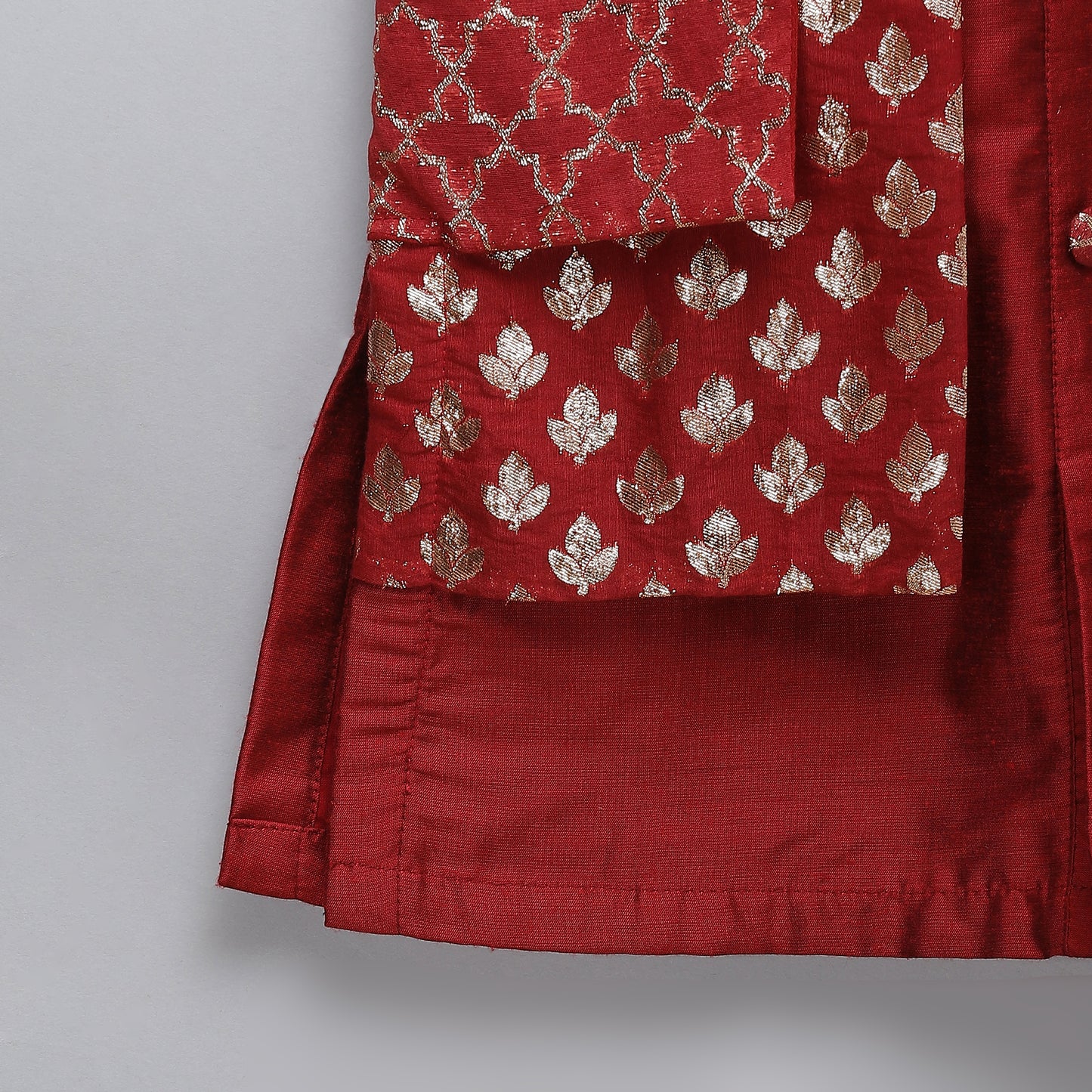 Maroon chanderi panel kurta Pyjama set