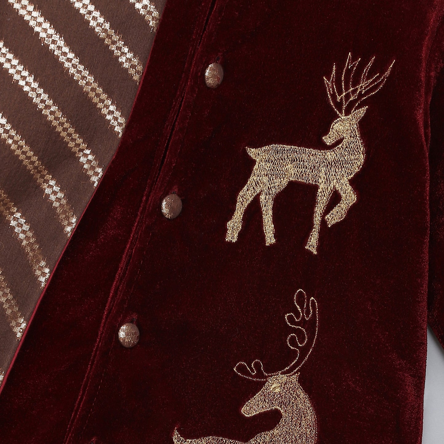 Maroon Velvet bandhgala embroidery set