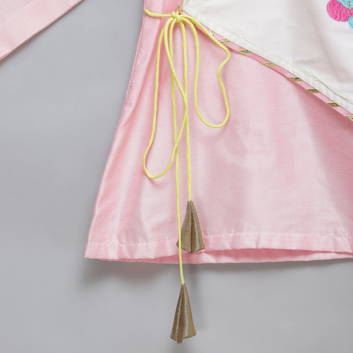 Pink and white Ganpati embroidery Dhoti set