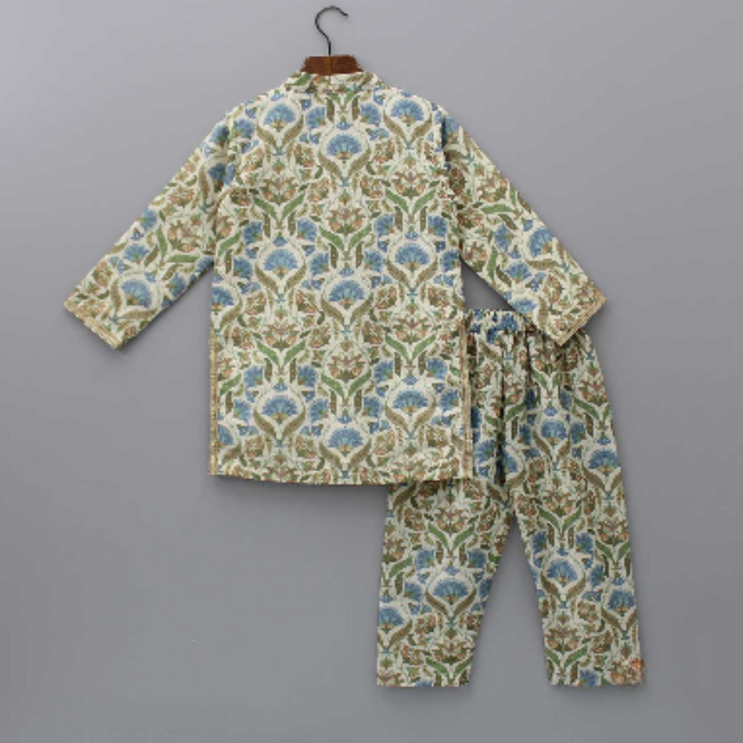 Floral Embroidered Multicolour Kurta With Matching Pyjama