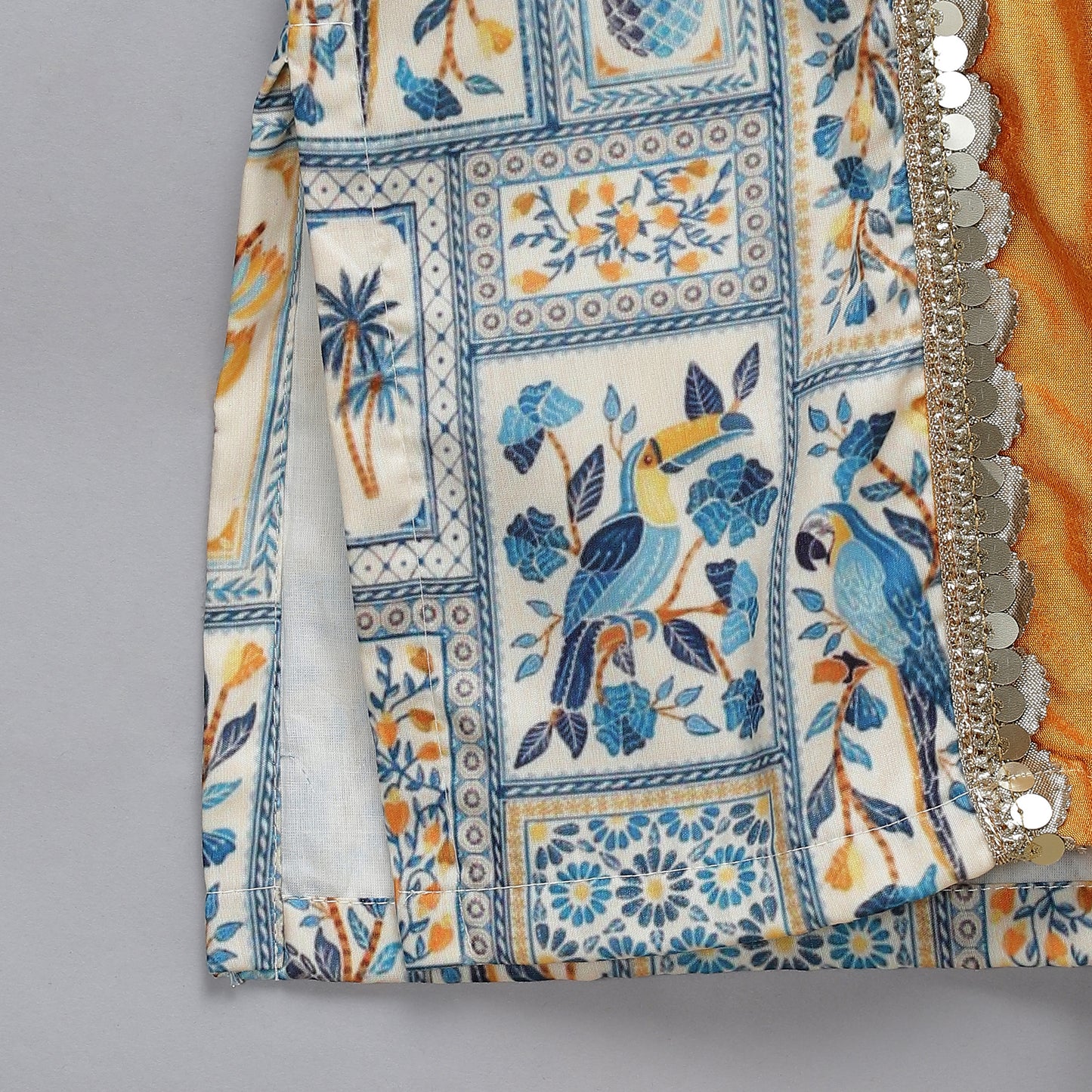 Blue parrot printed kurta Pyjama set
