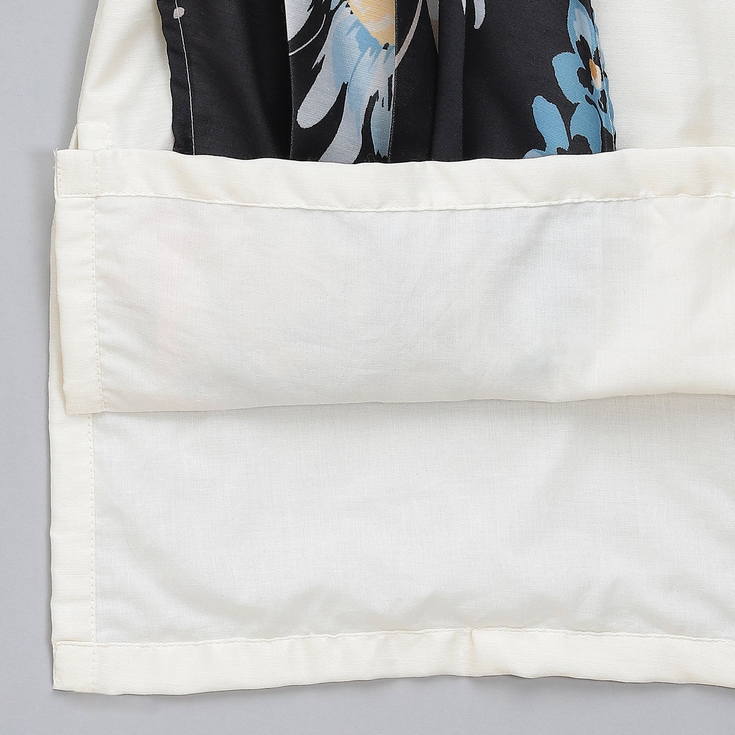 Assymetric pleat print Offwhite Black Kurta Pyjama