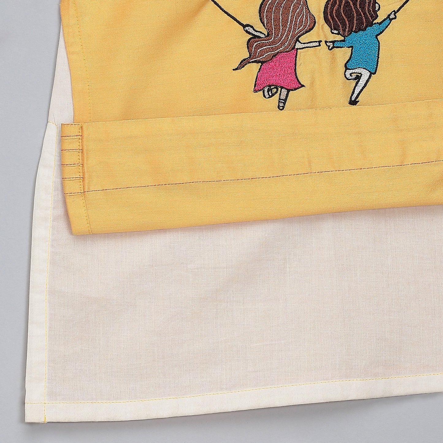 Kite embroidered White Yellow Kurta Pyjama set