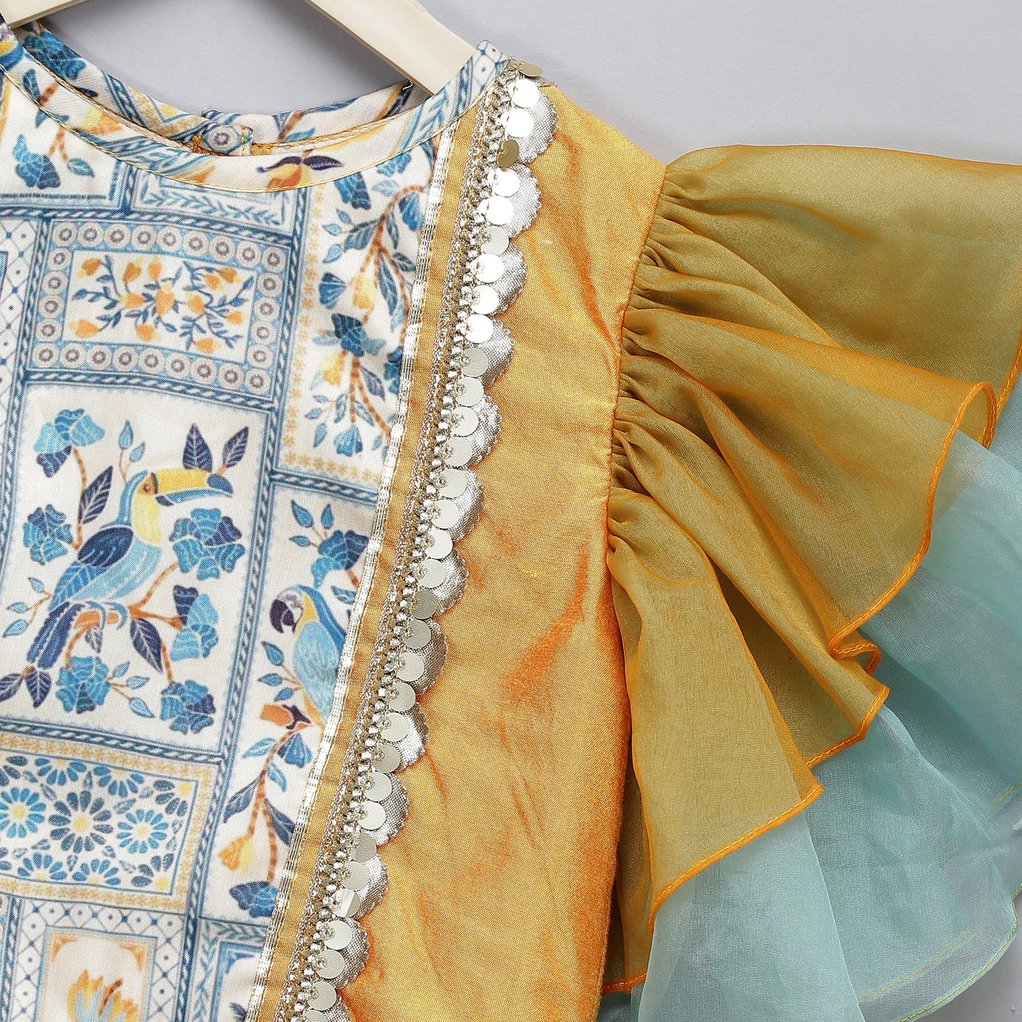 Orange Parrot printed Lehnga set
