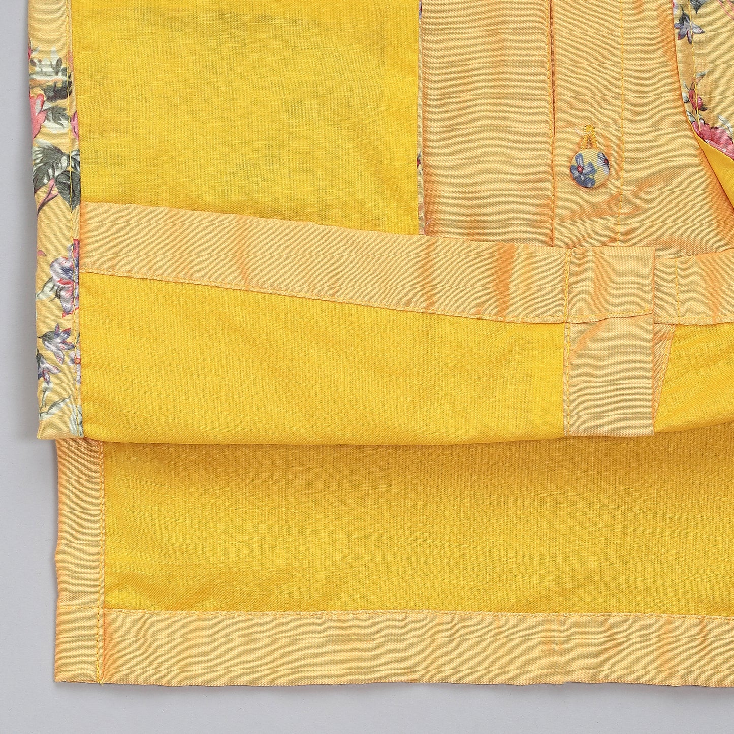 Yellow Kurta Pyjama with Attached printed jacket