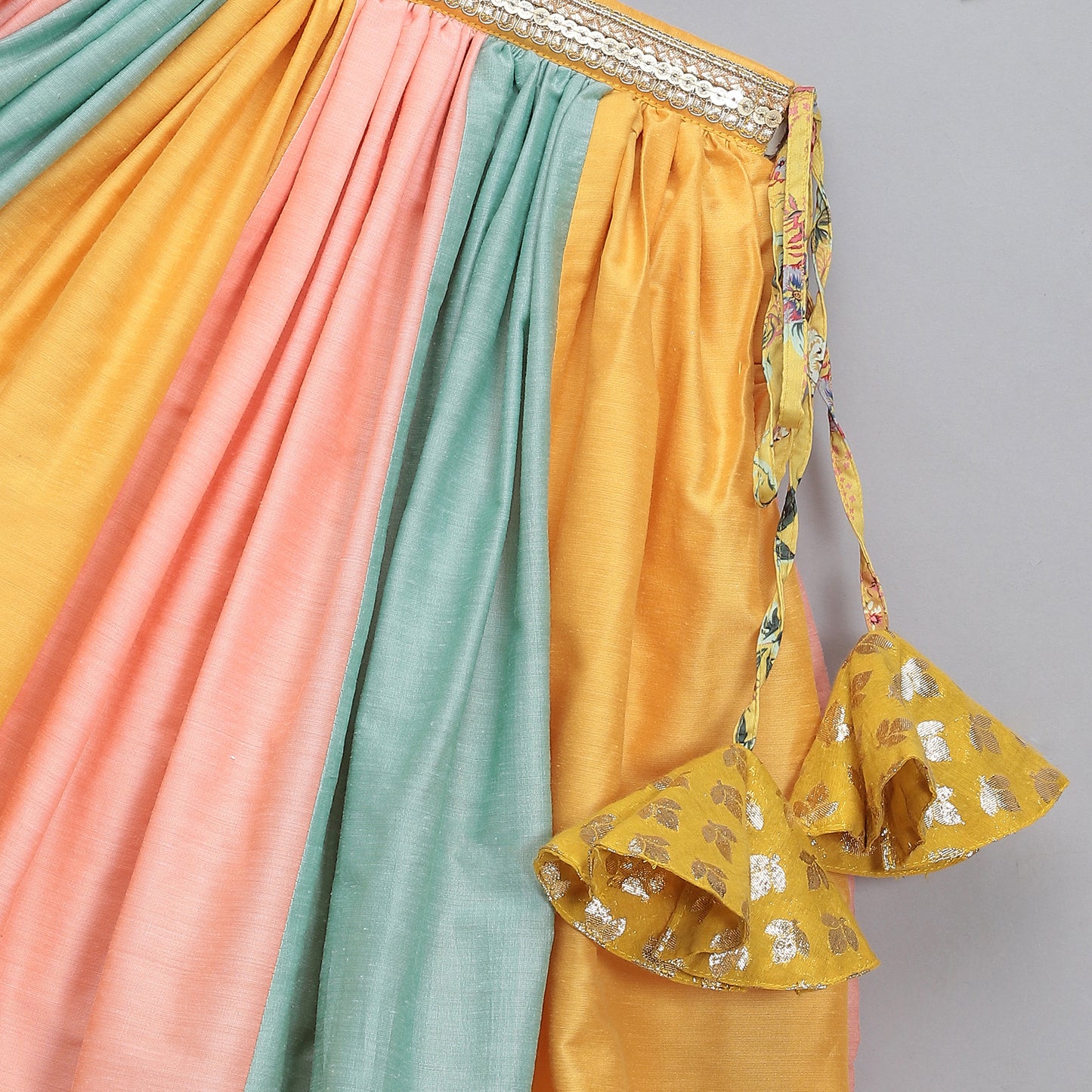 Yellow Floral printed off shoulder lehnga set