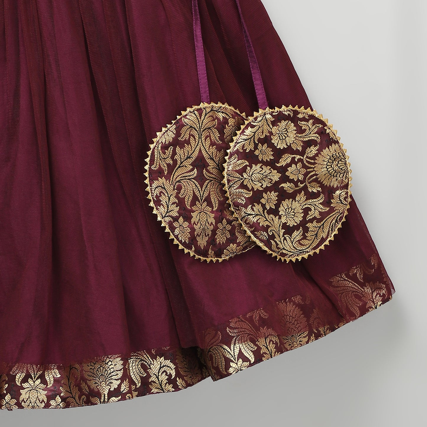 Purple Brocade Lhengha set with dupatta set