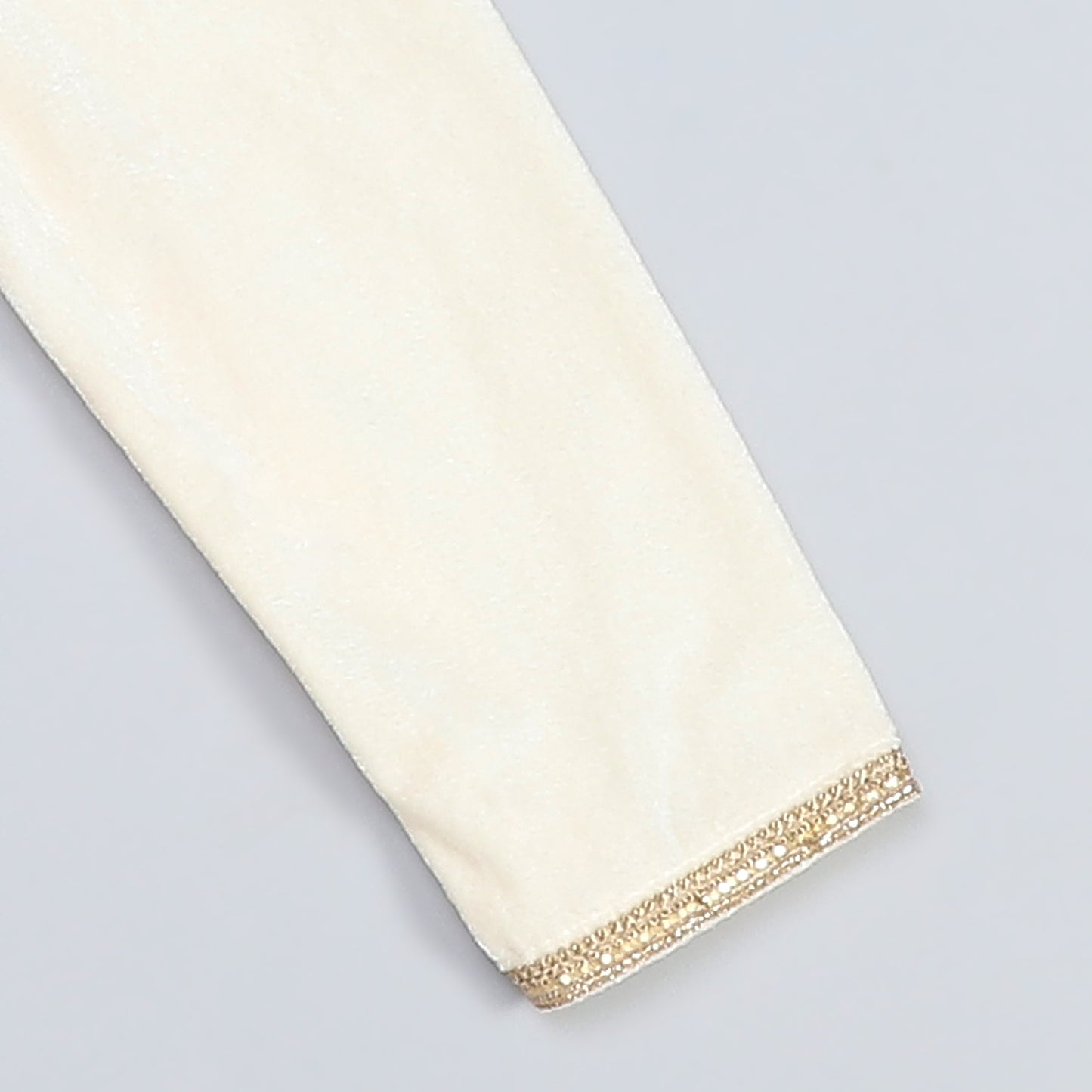 Off white Velvet Kurta set with chanderi panel