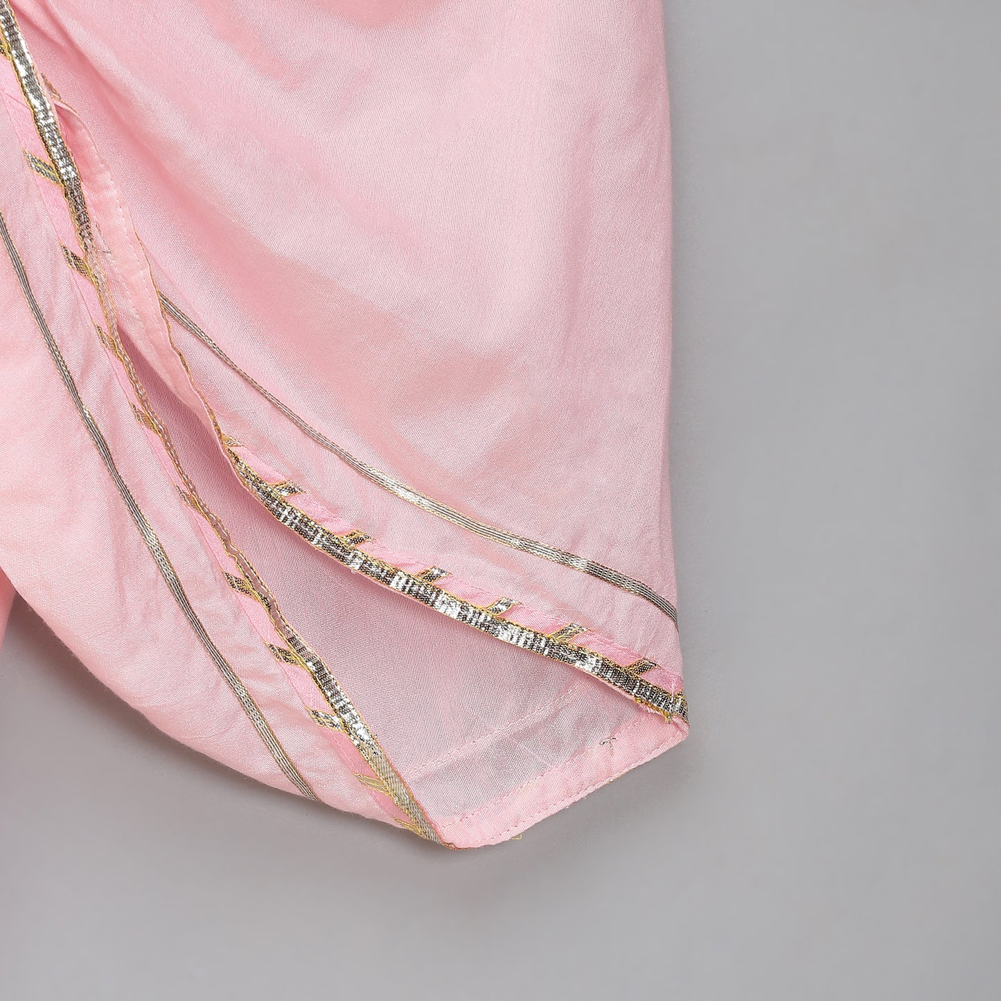 Black/ baby pink lotus Print Kurta Dhoti set