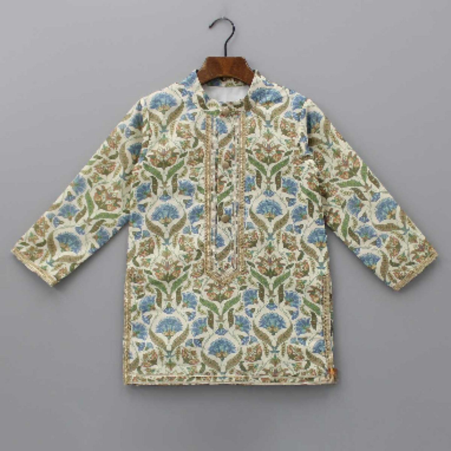 Floral Embroidered Multicolour Kurta With Matching Pyjama