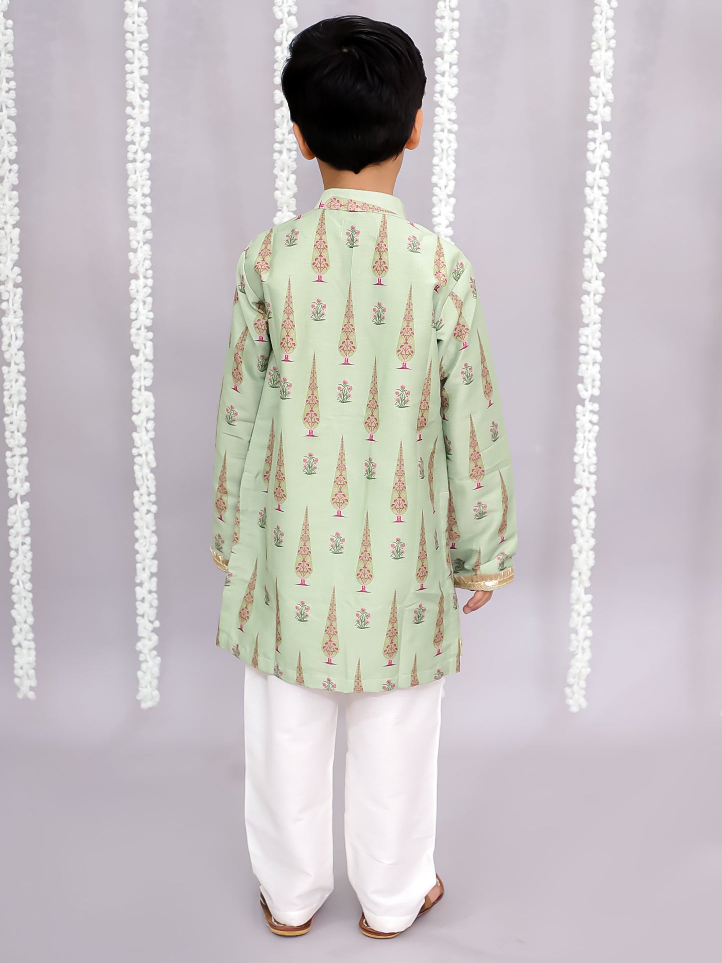 Mint green mughal print kurta set